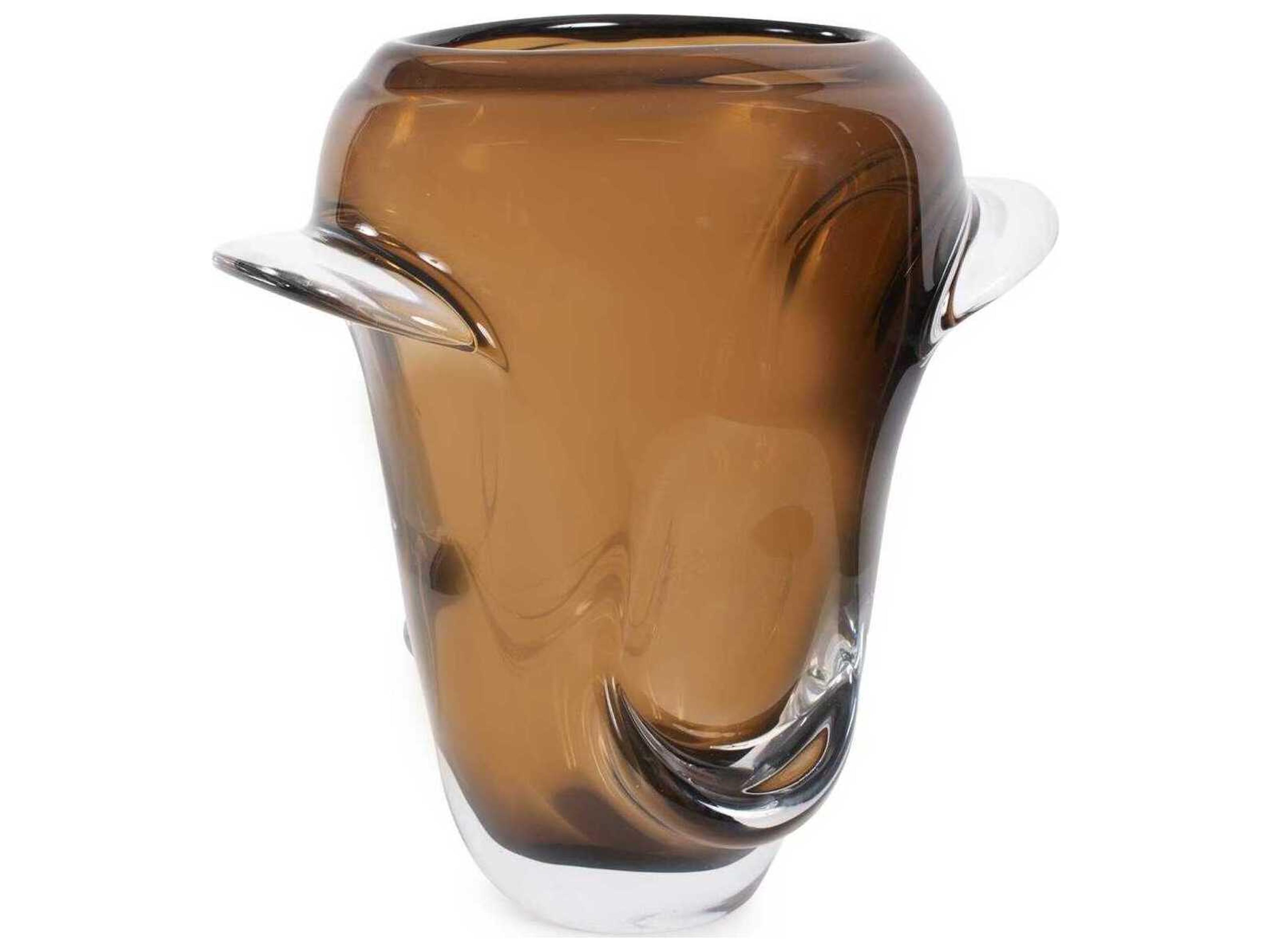 Howard Elliott Smokey Umber Flared Edged Glass Vase