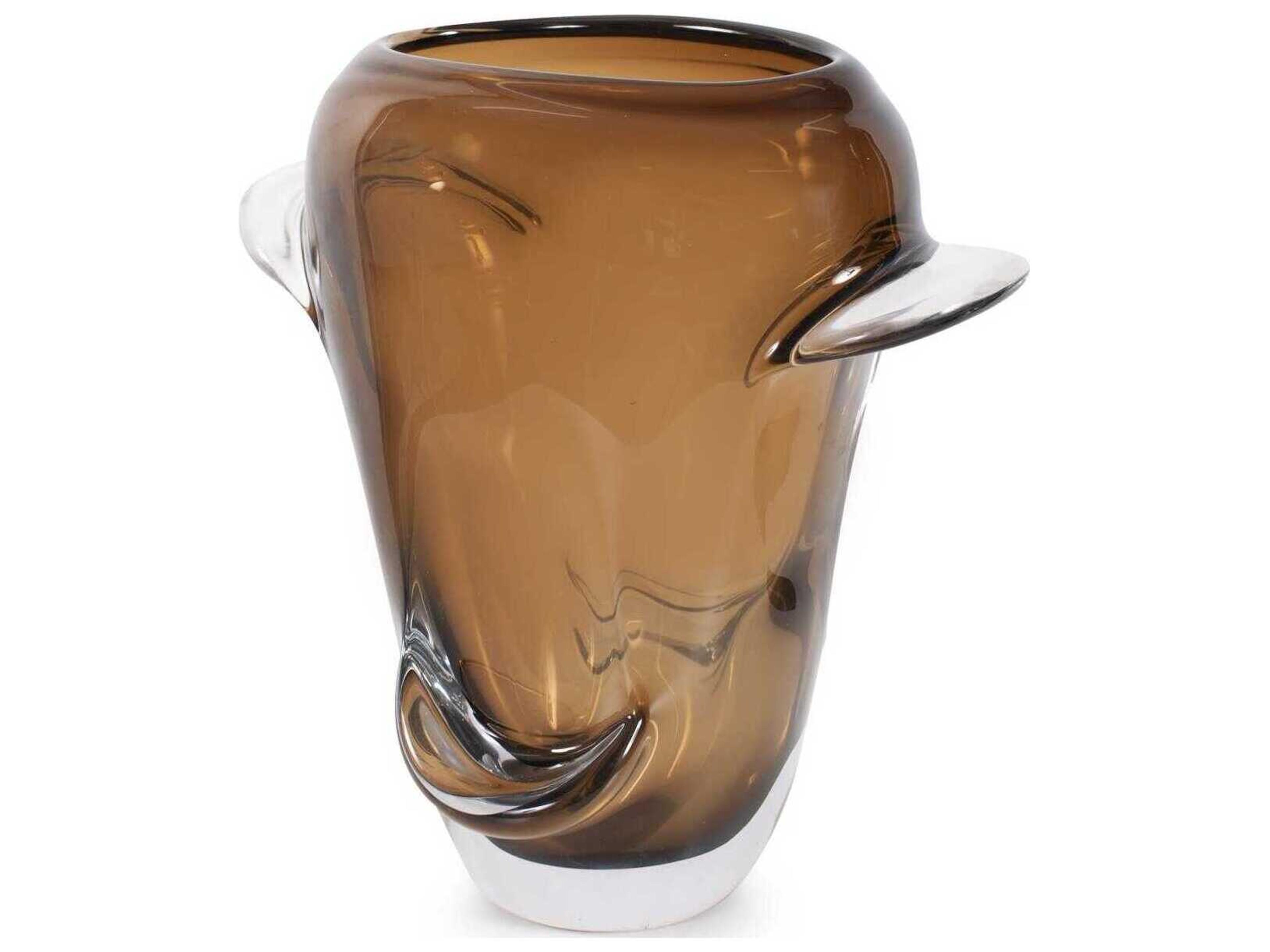 Howard Elliott Smokey Umber Flared Edged Glass Vase