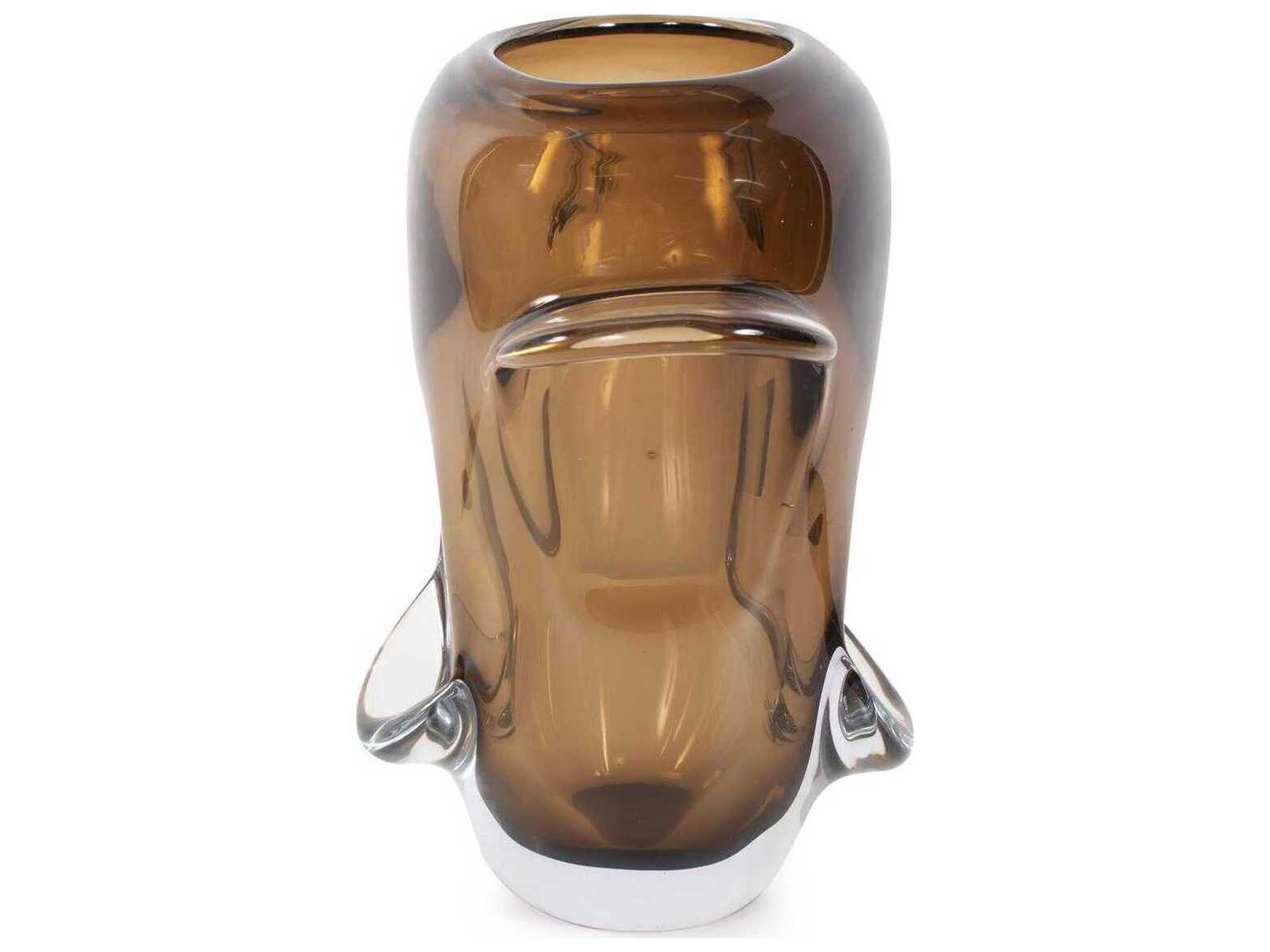Howard Elliott Smokey Umber Flared Edged Glass Vase