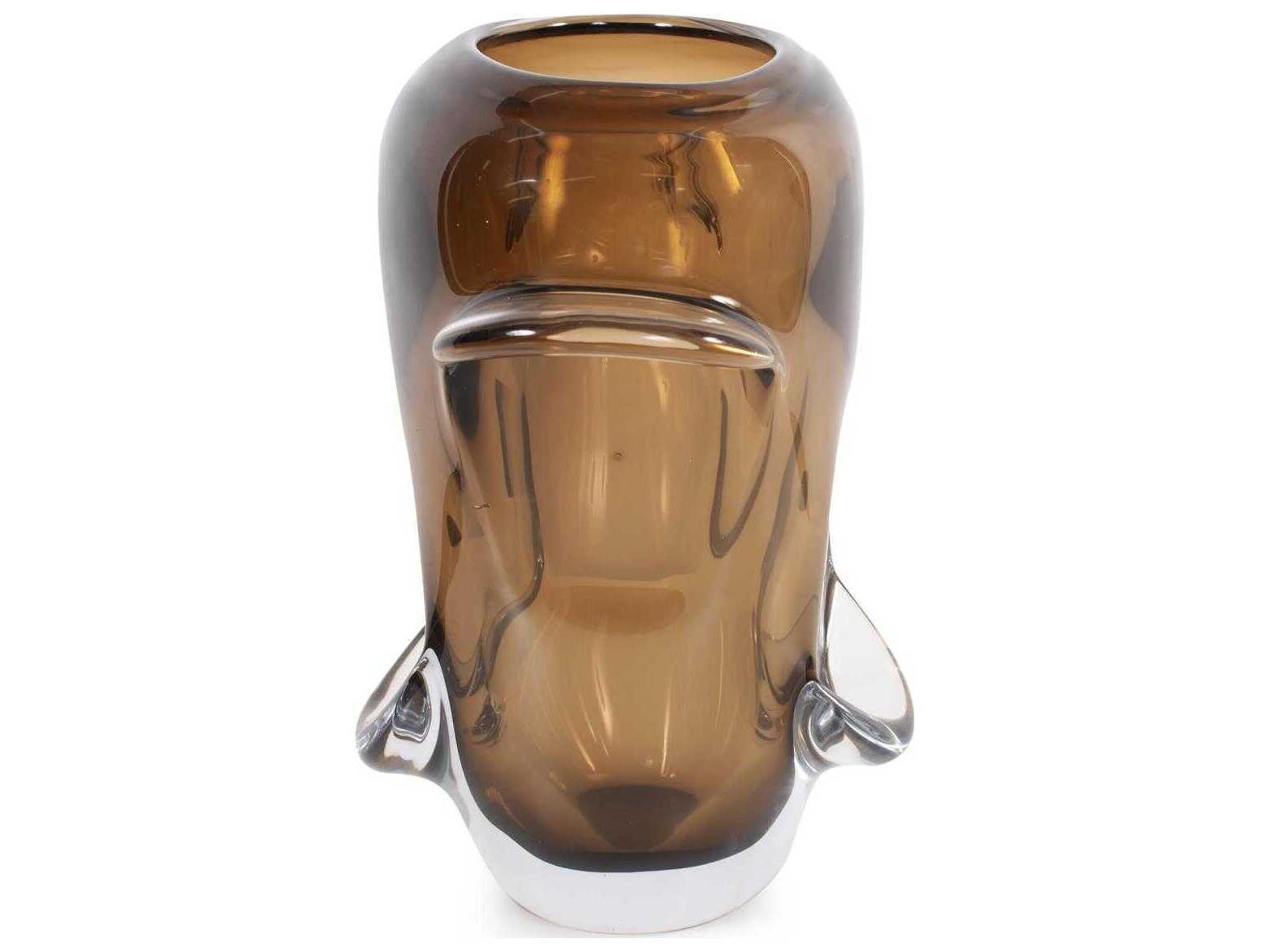 Howard Elliott Smokey Umber Flared Edged Glass Vase