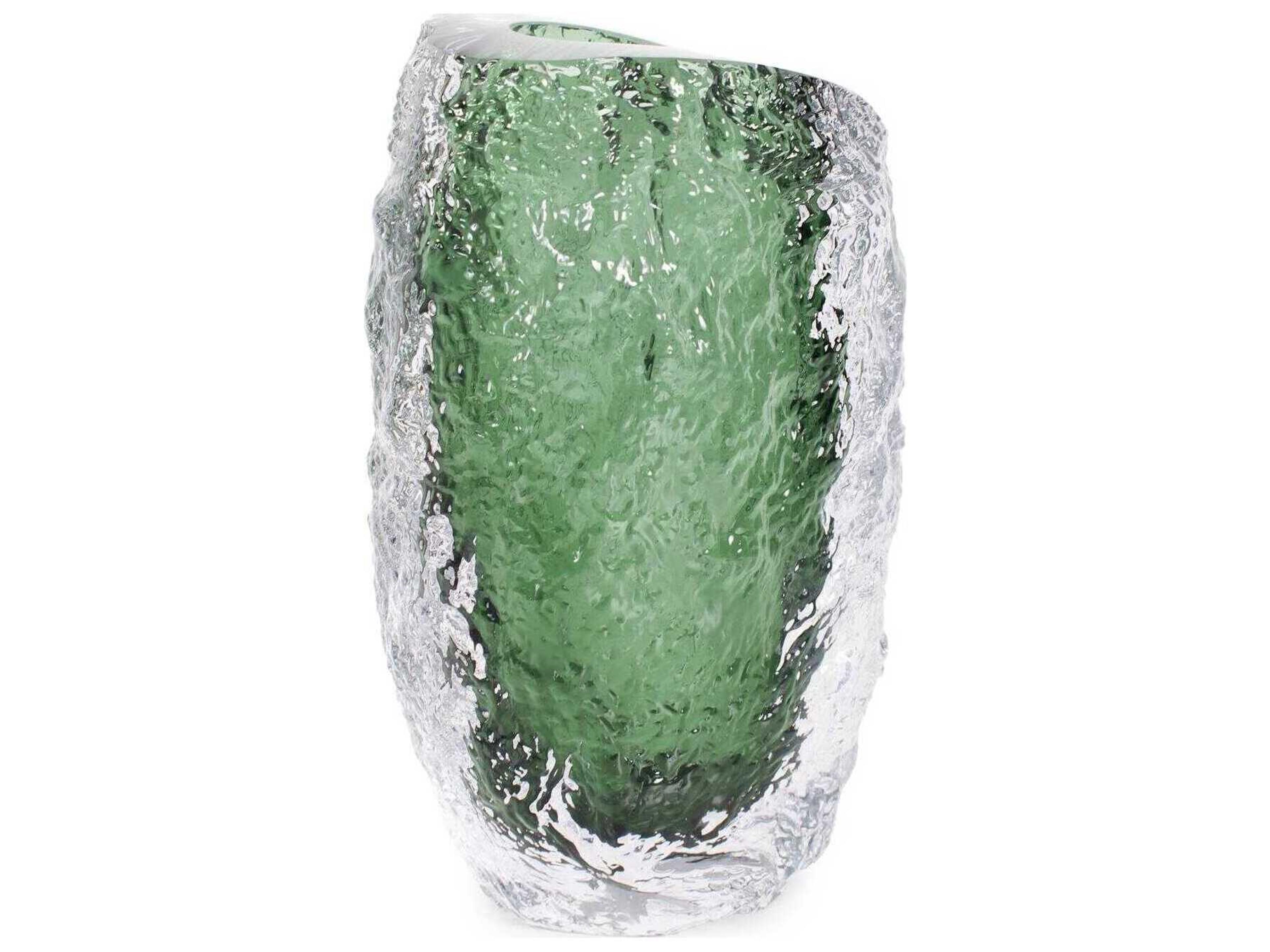 Howard Elliott Emerald Crystalized Glass Vase