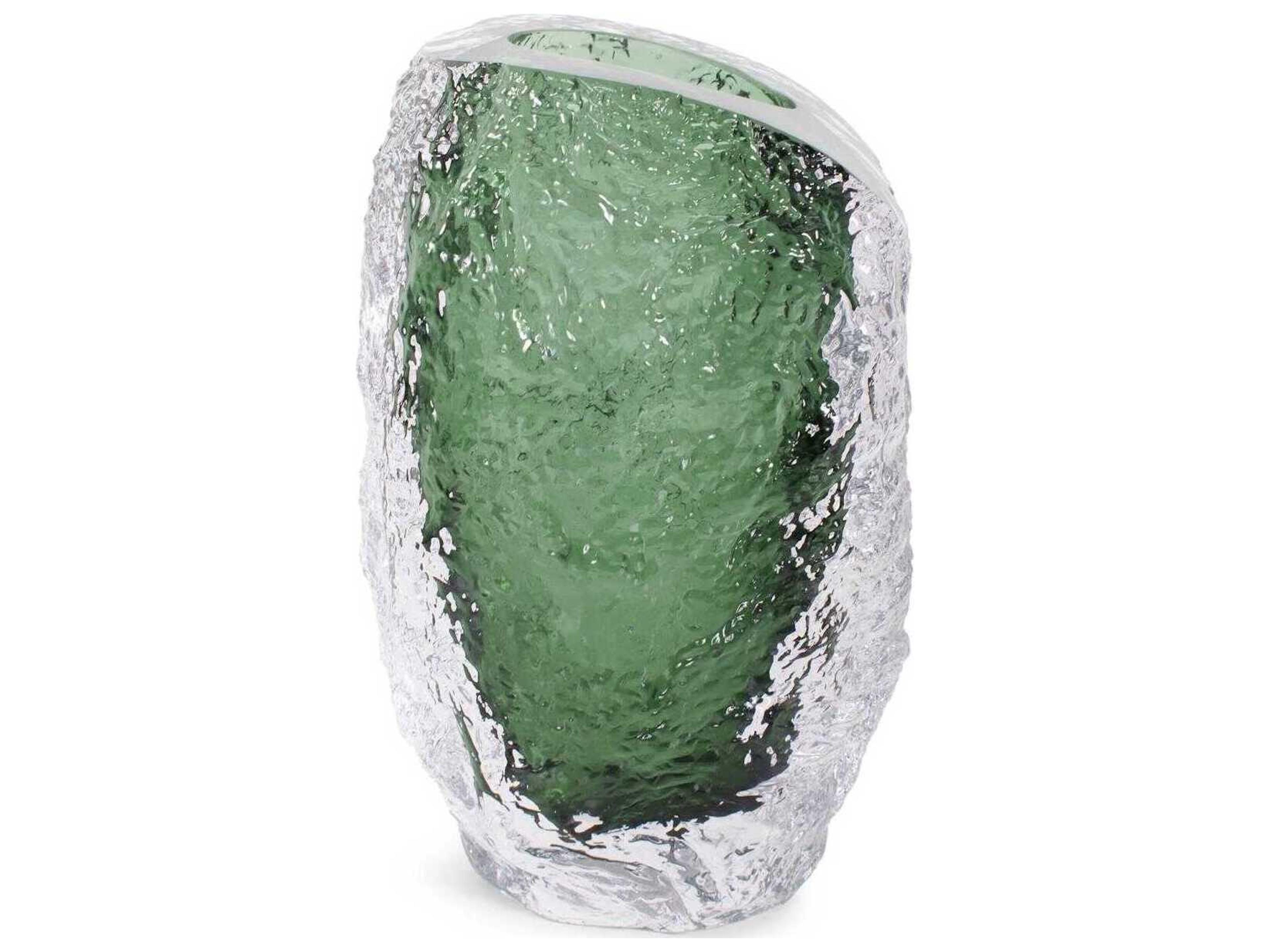 Howard Elliott Emerald Crystalized Glass Vase