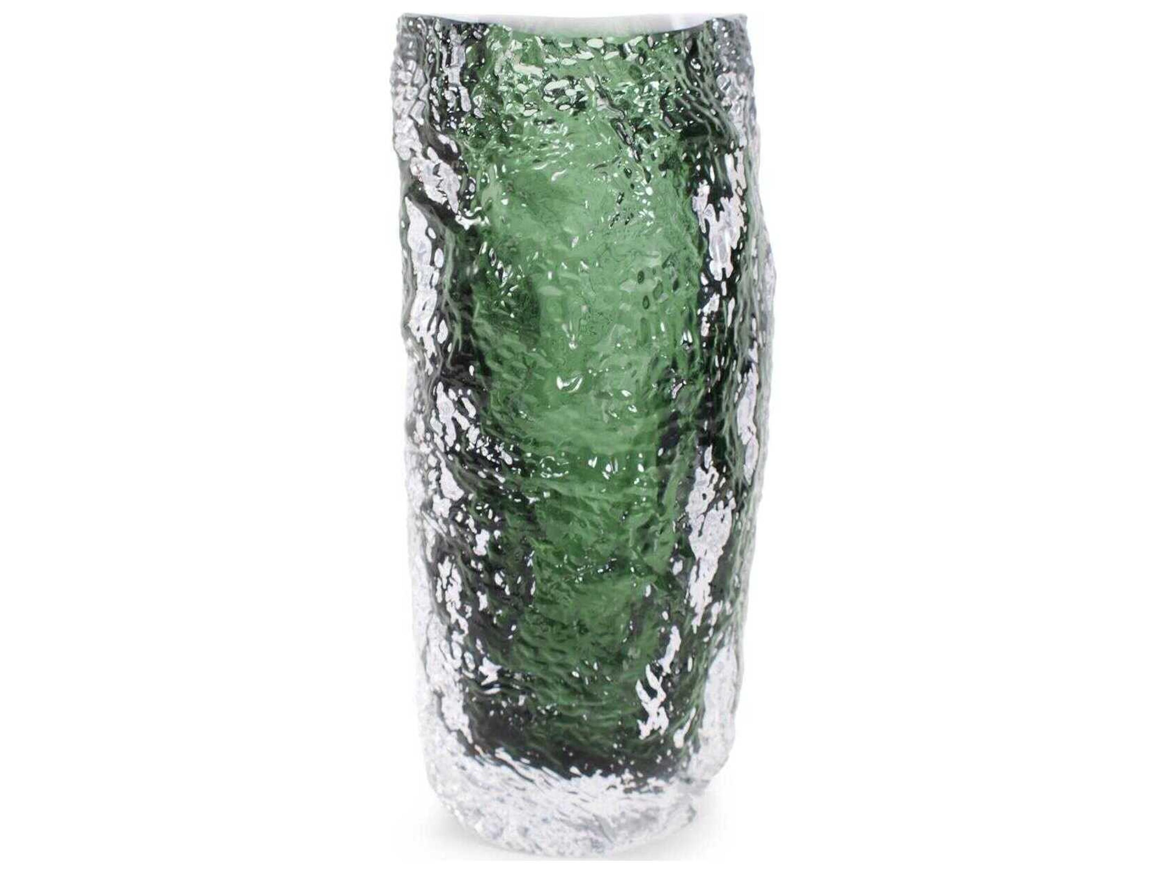 Howard Elliott Emerald Crystalized Glass Vase