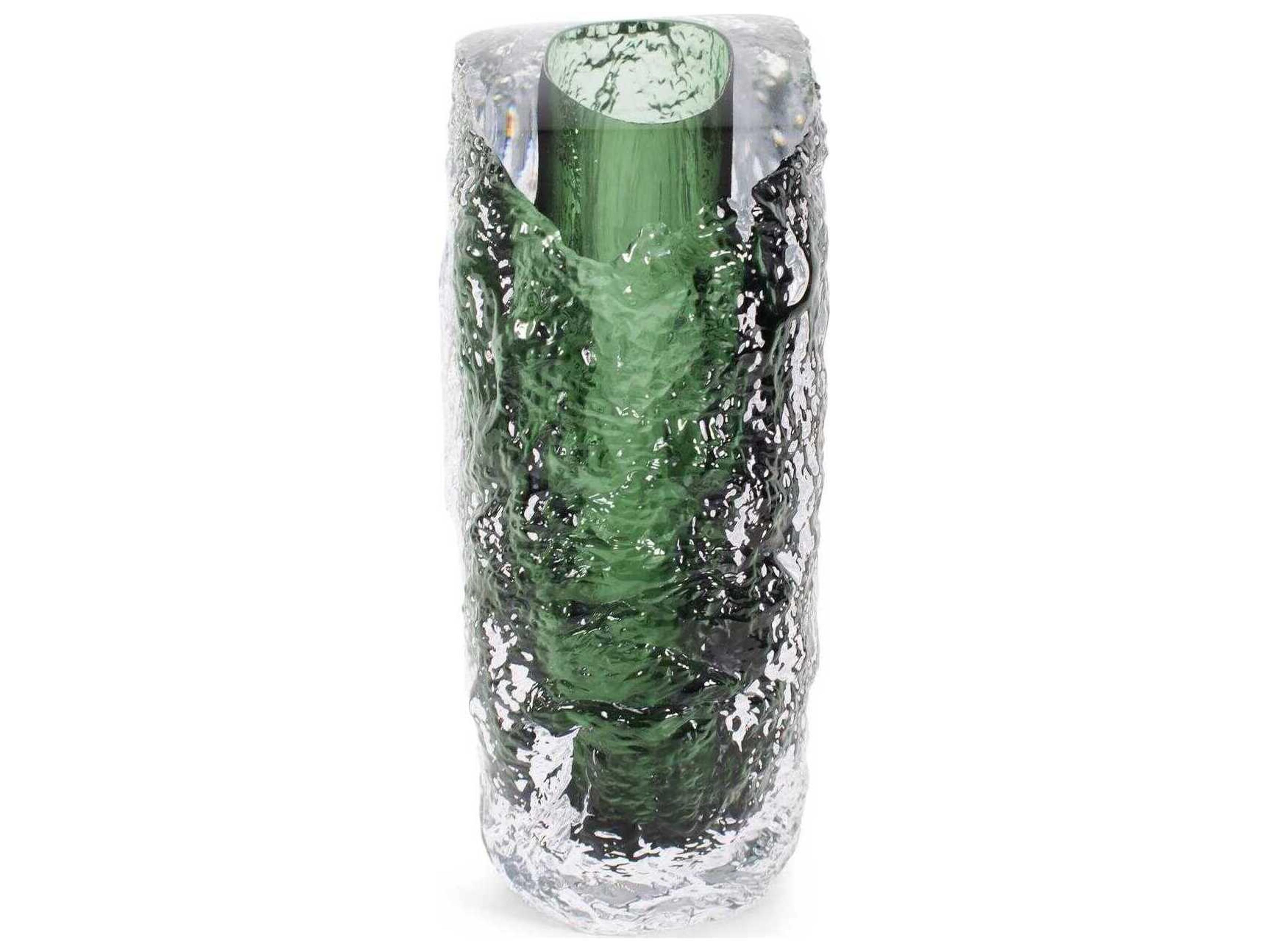 Howard Elliott Emerald Crystalized Glass Vase