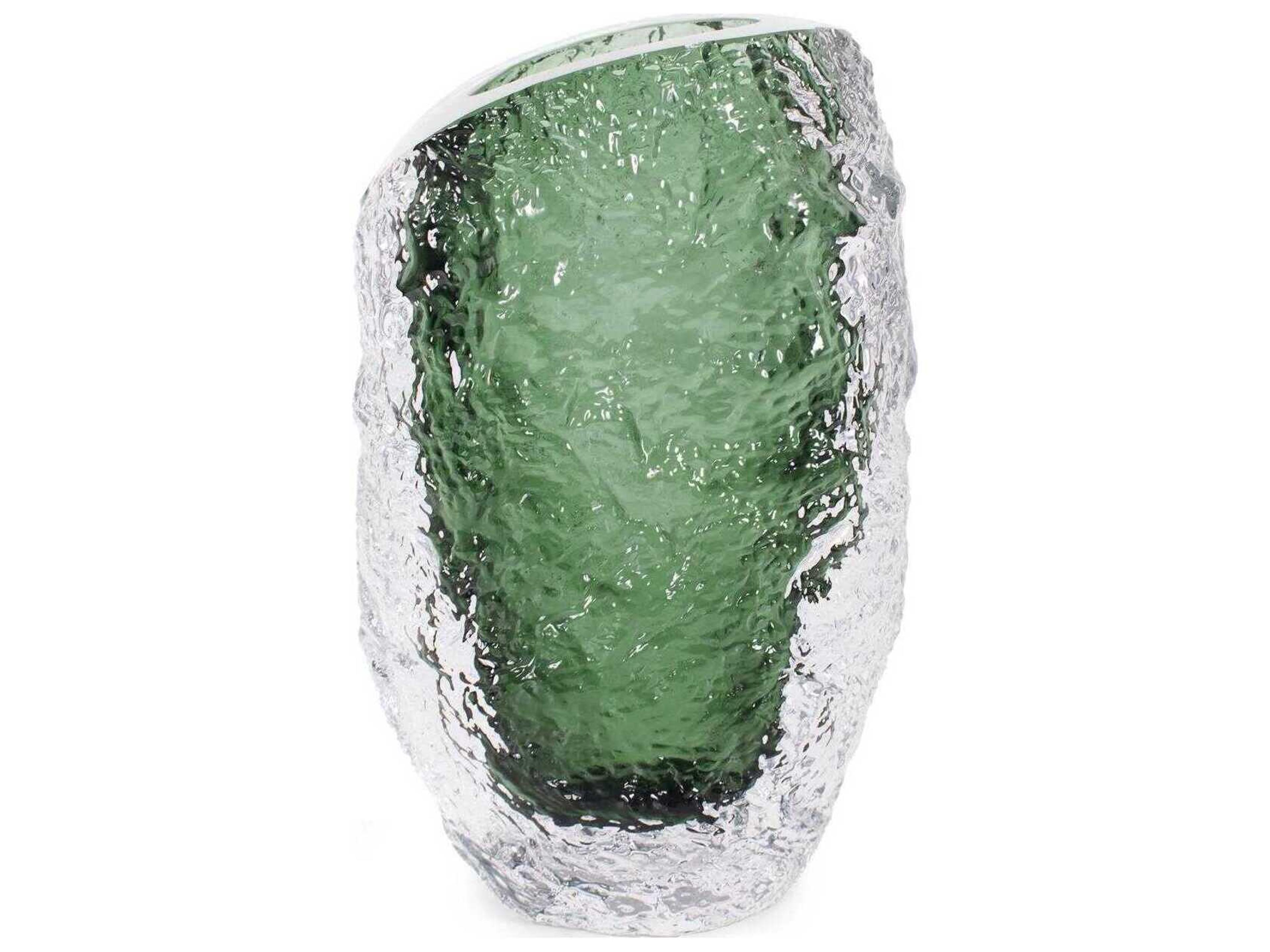 Howard Elliott Emerald Crystalized Glass Vase