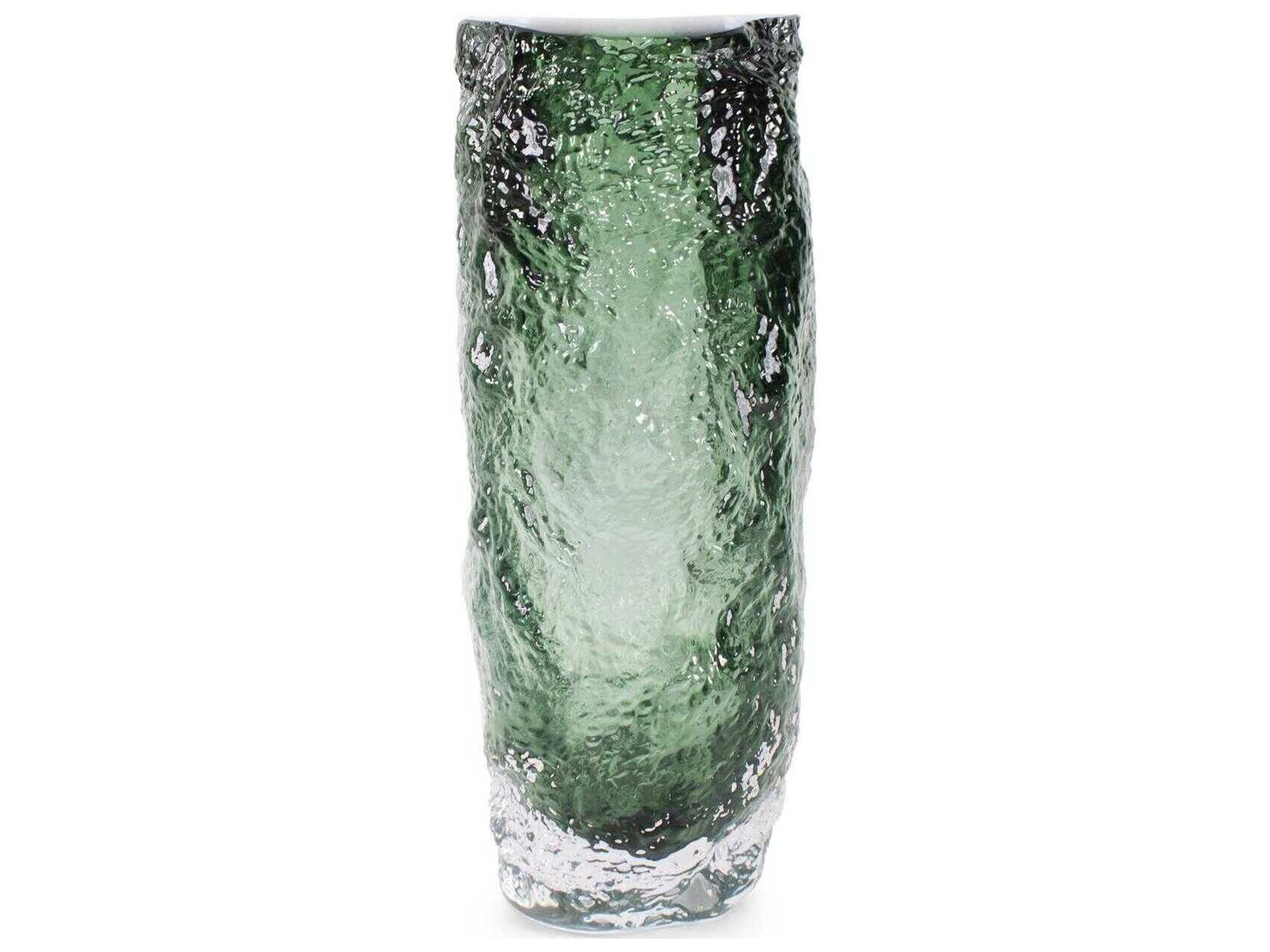 Howard Elliott Emerald Crystalized Glass Vase