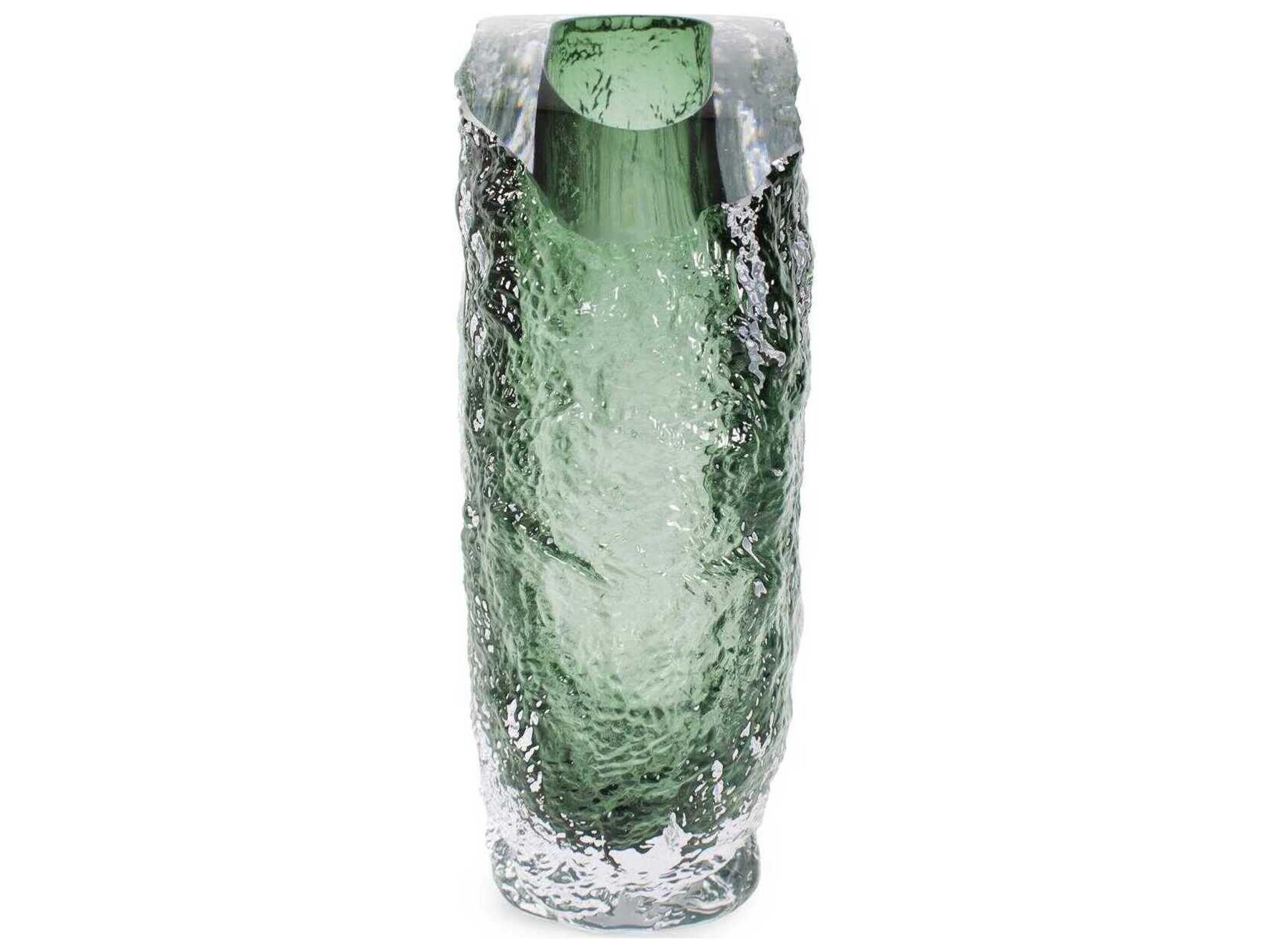 Howard Elliott Emerald Crystalized Glass Vase