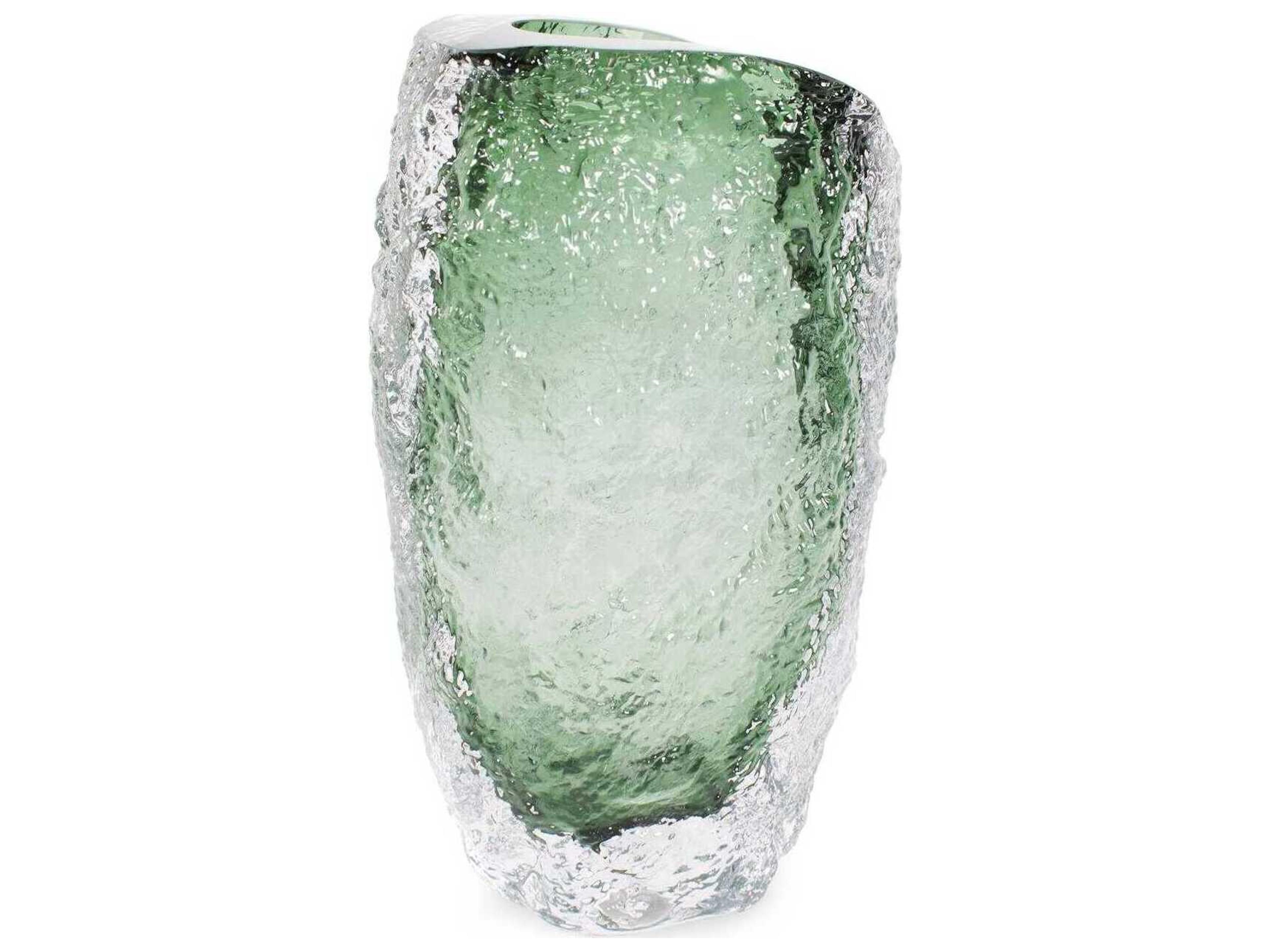 Howard Elliott Emerald Crystalized Glass Vase