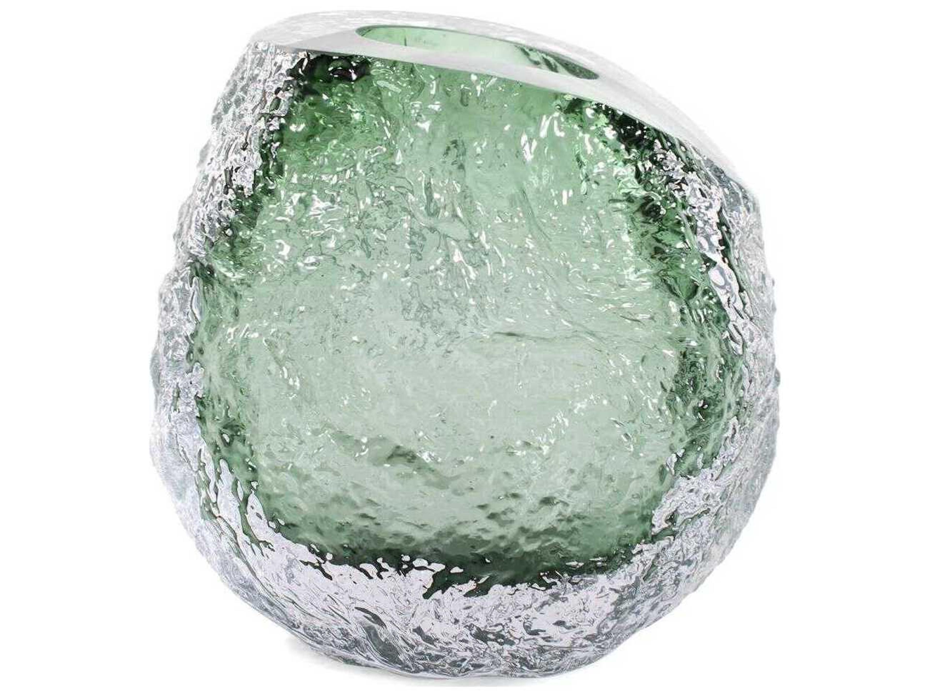 Howard Elliott Emerald Crystalized Glass Vase
