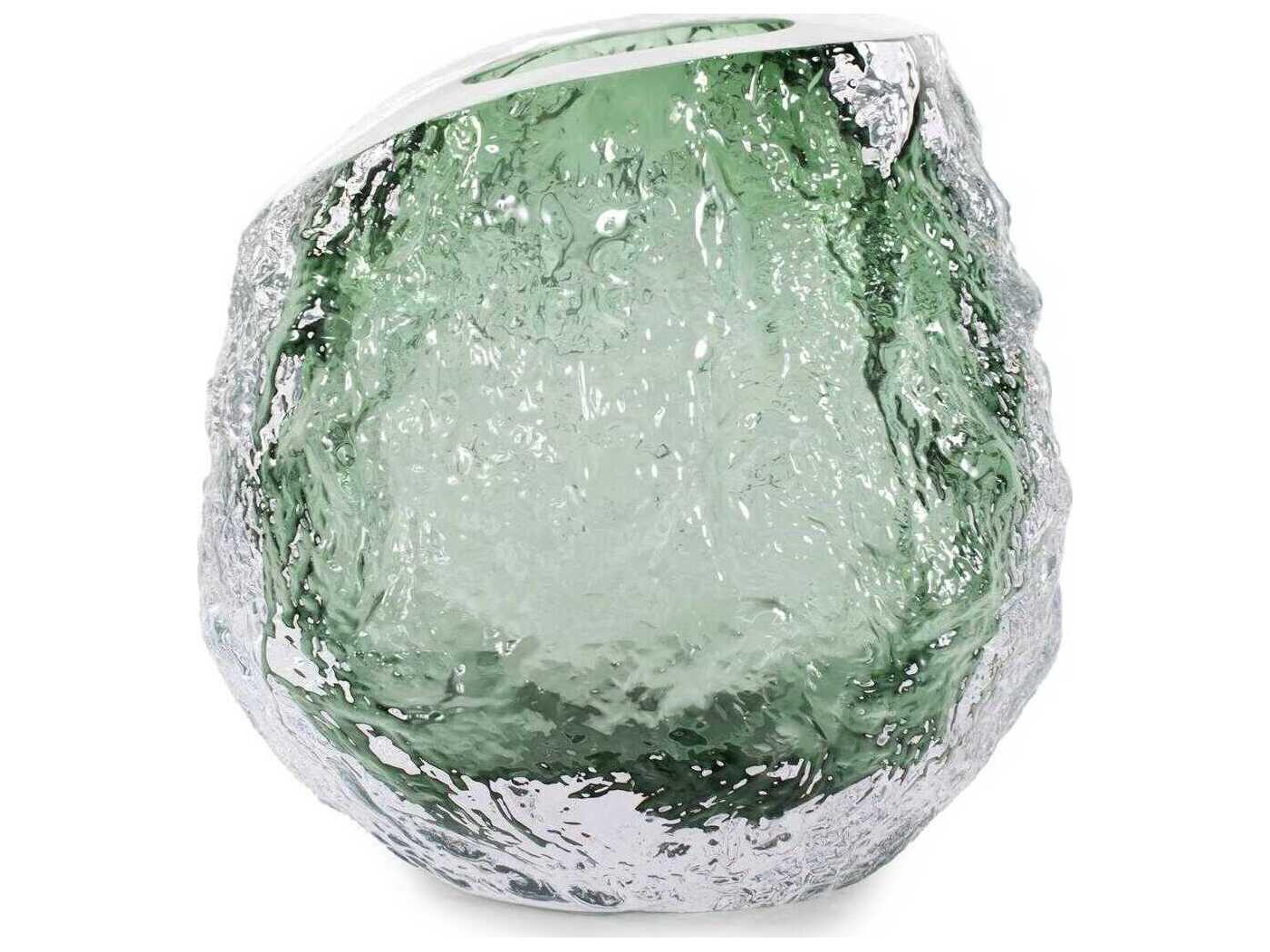 Howard Elliott Emerald Crystalized Glass Vase