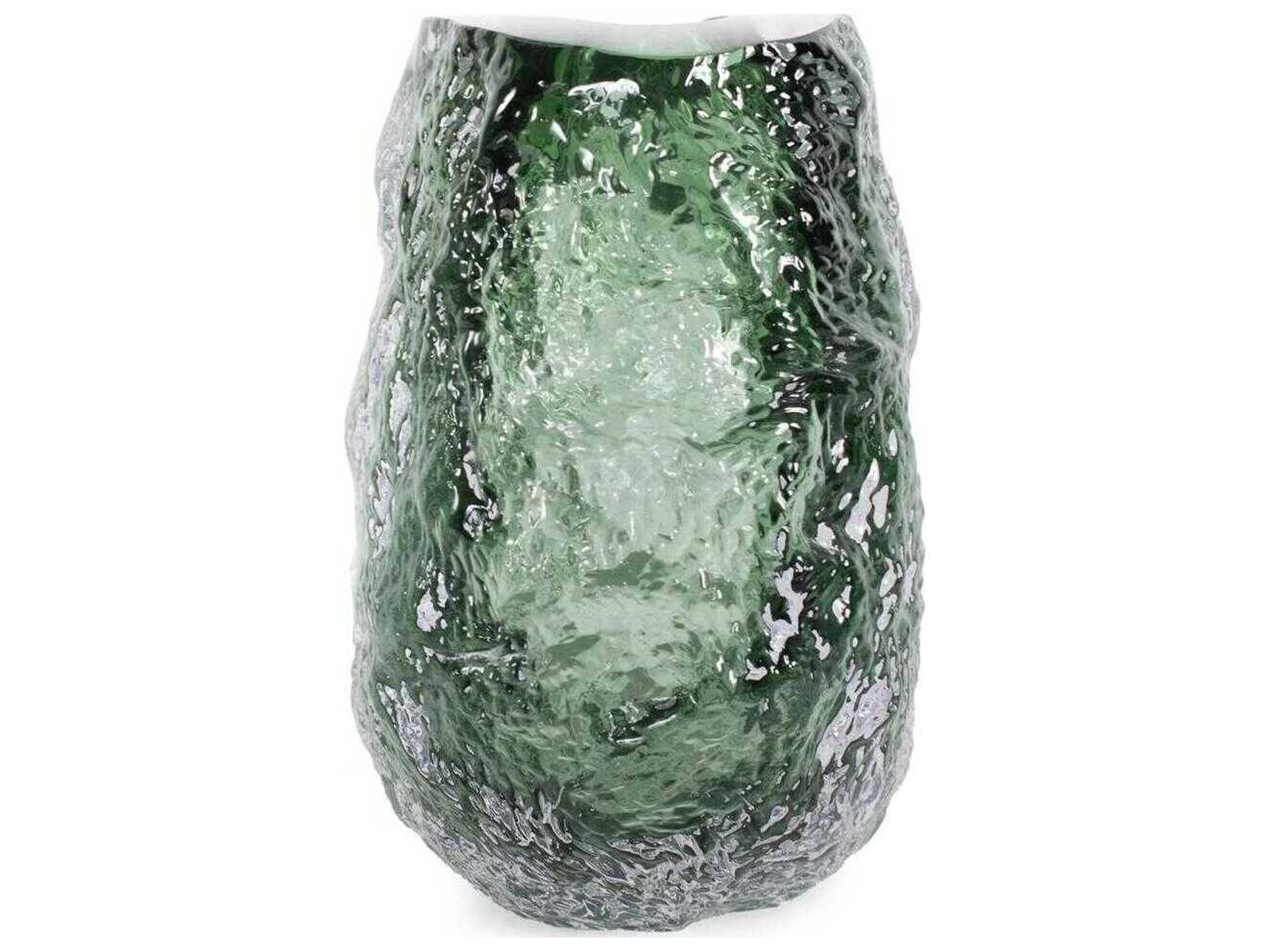 Howard Elliott Emerald Crystalized Glass Vase