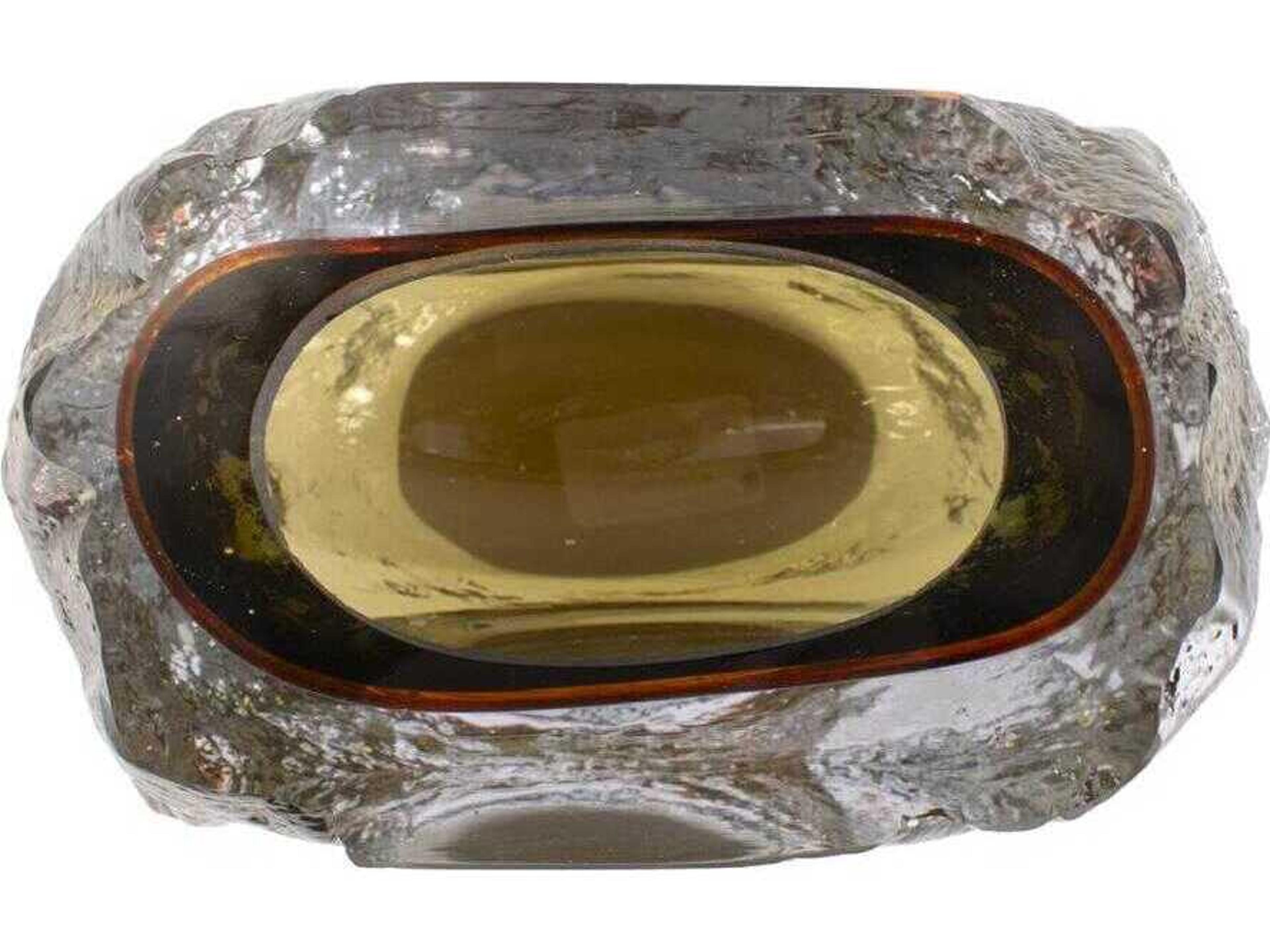 Howard Elliott Dusty Olive Crystalized Glass Vase