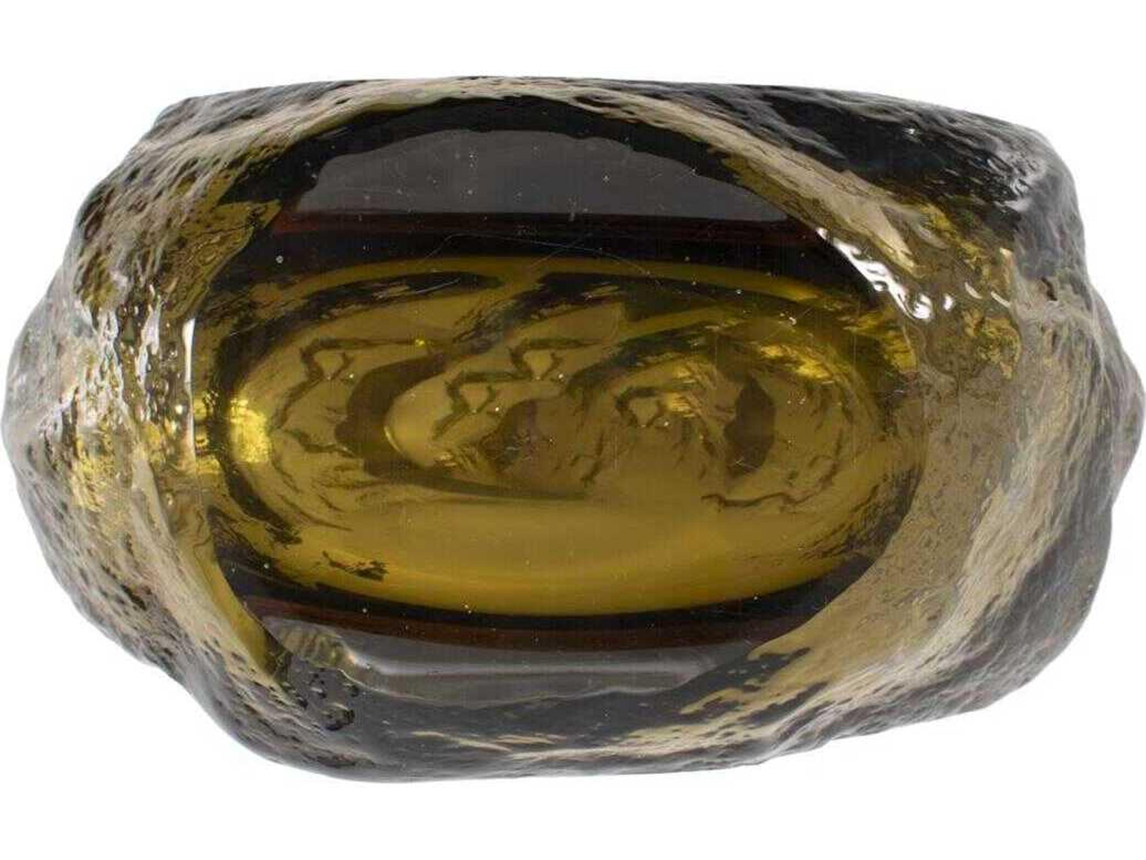 Howard Elliott Dusty Olive Crystalized Glass Vase