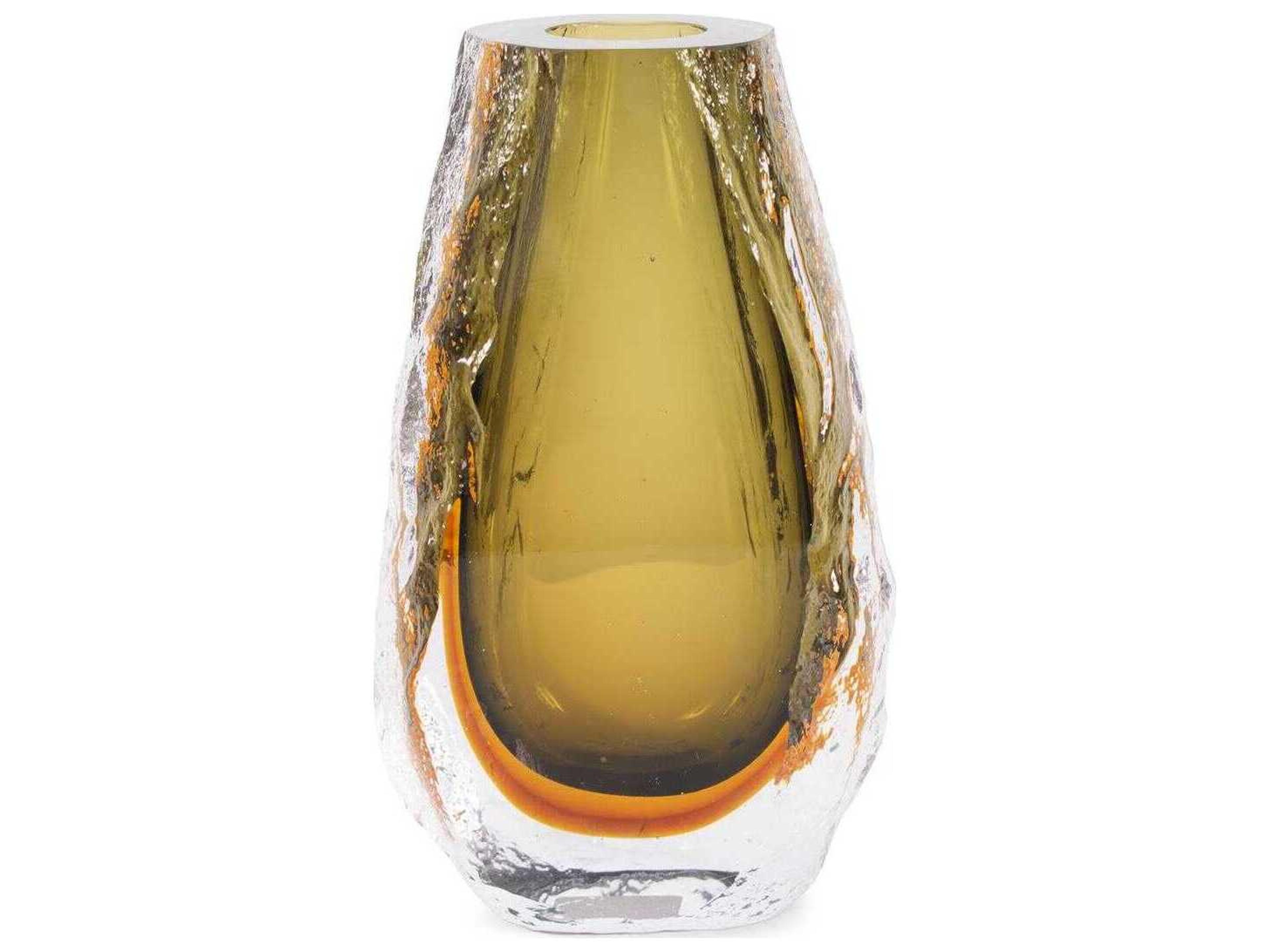 Dusty Olive Crystalized Glass Vase