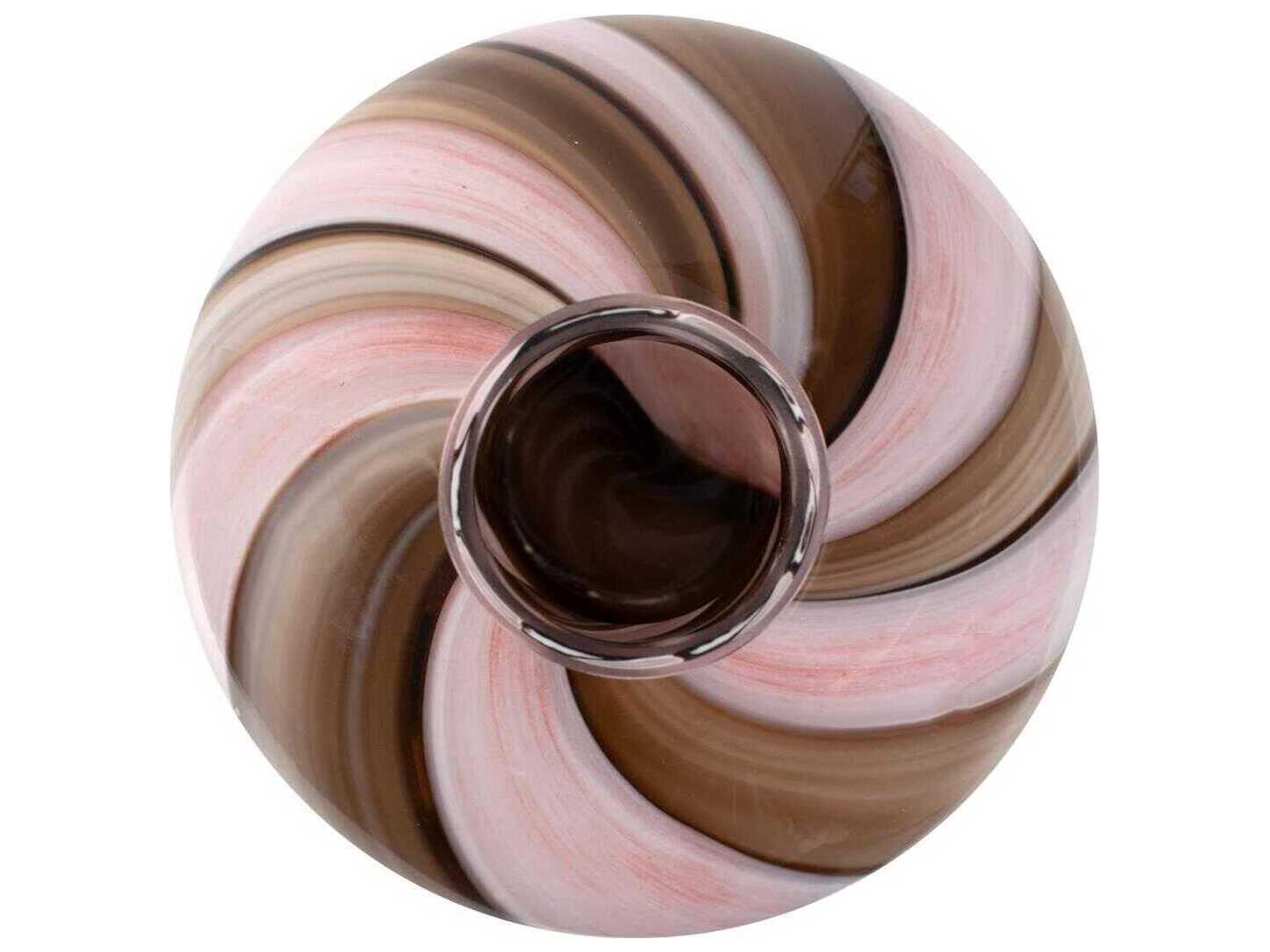 Howard Elliott Pink Brown Neapolitain Glass Vase