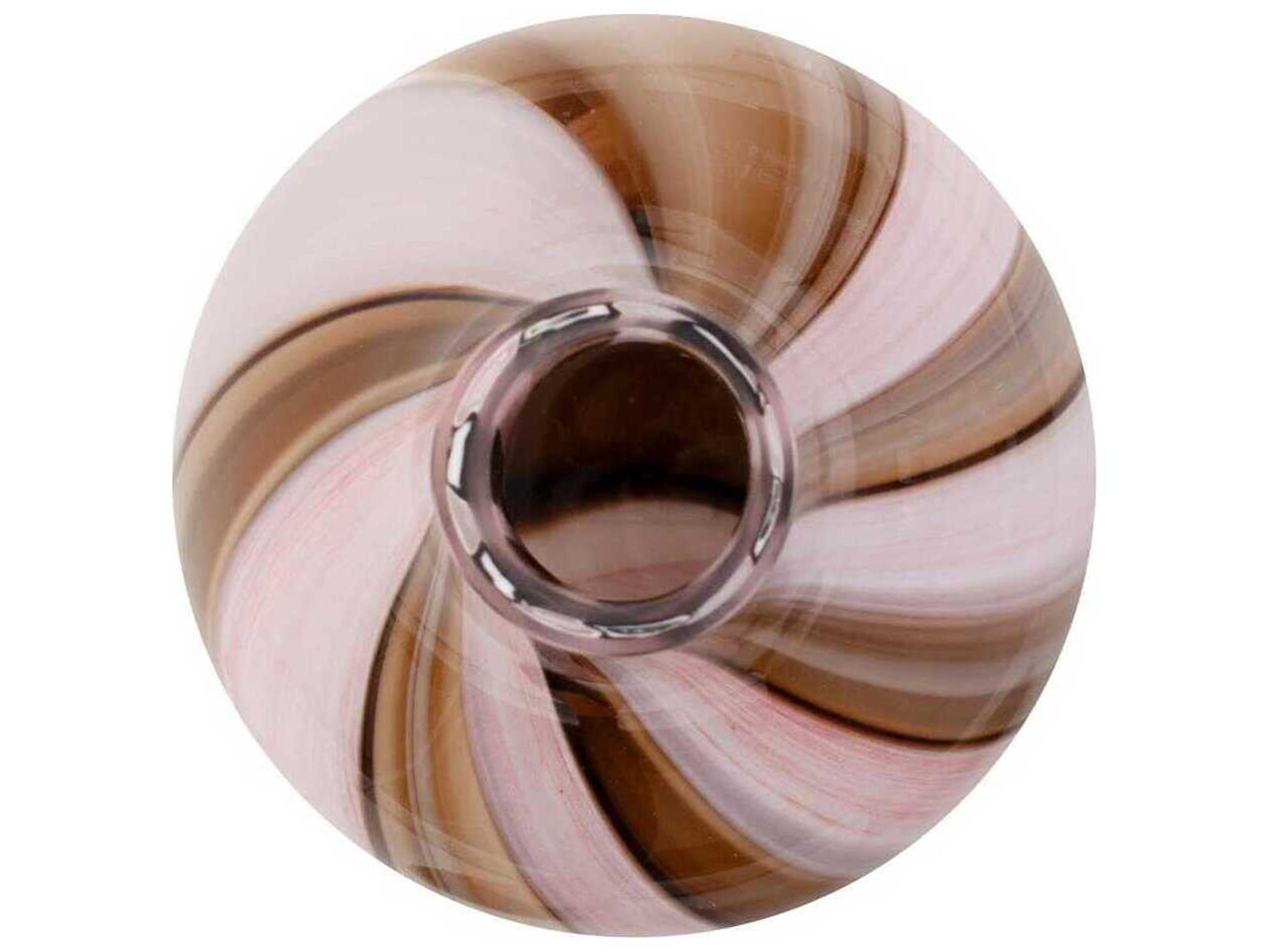 Howard Elliott Pink Brown Neapolitain Glass Vase
