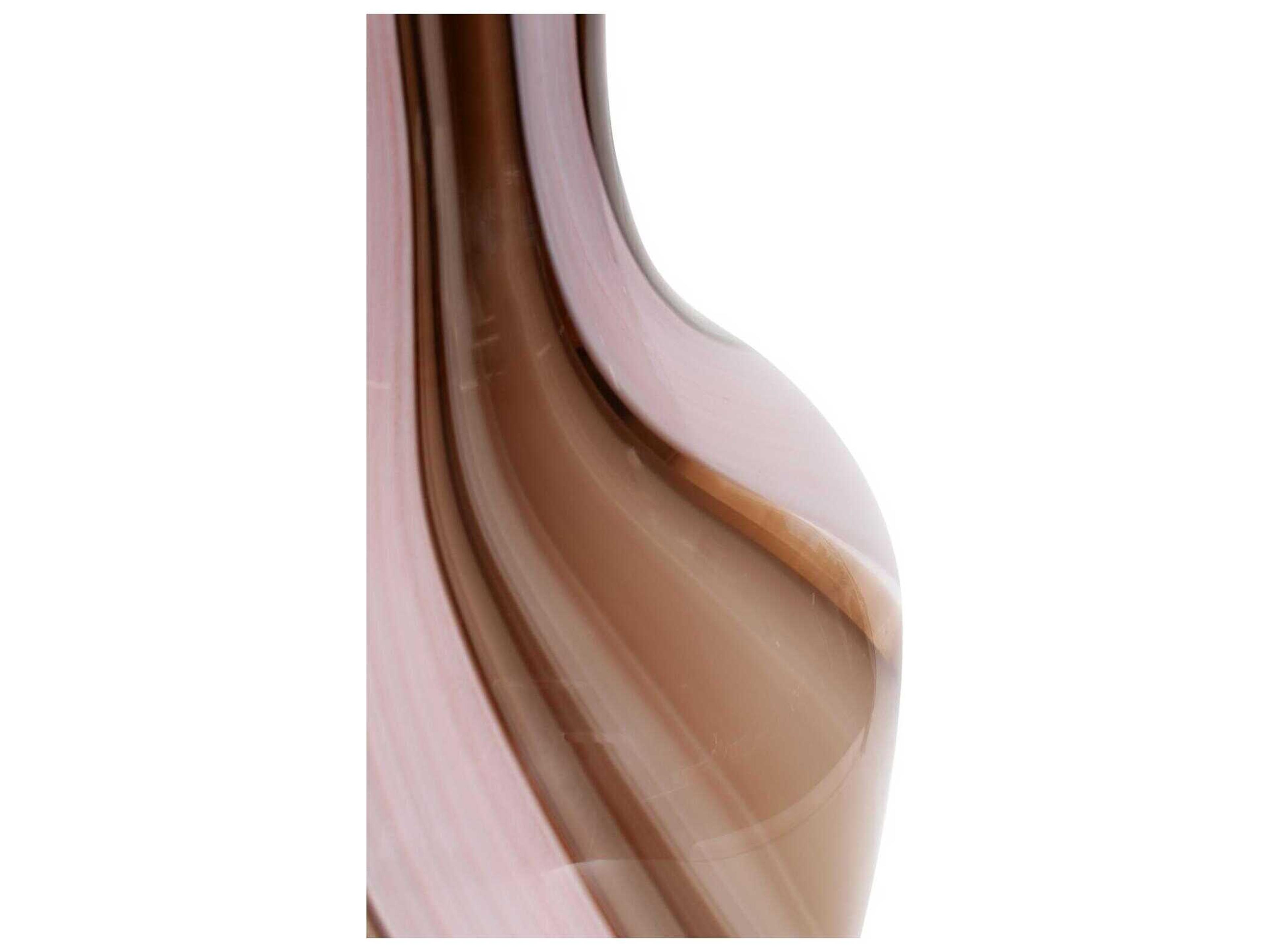 Howard Elliott Pink Brown Neapolitain Glass Vase