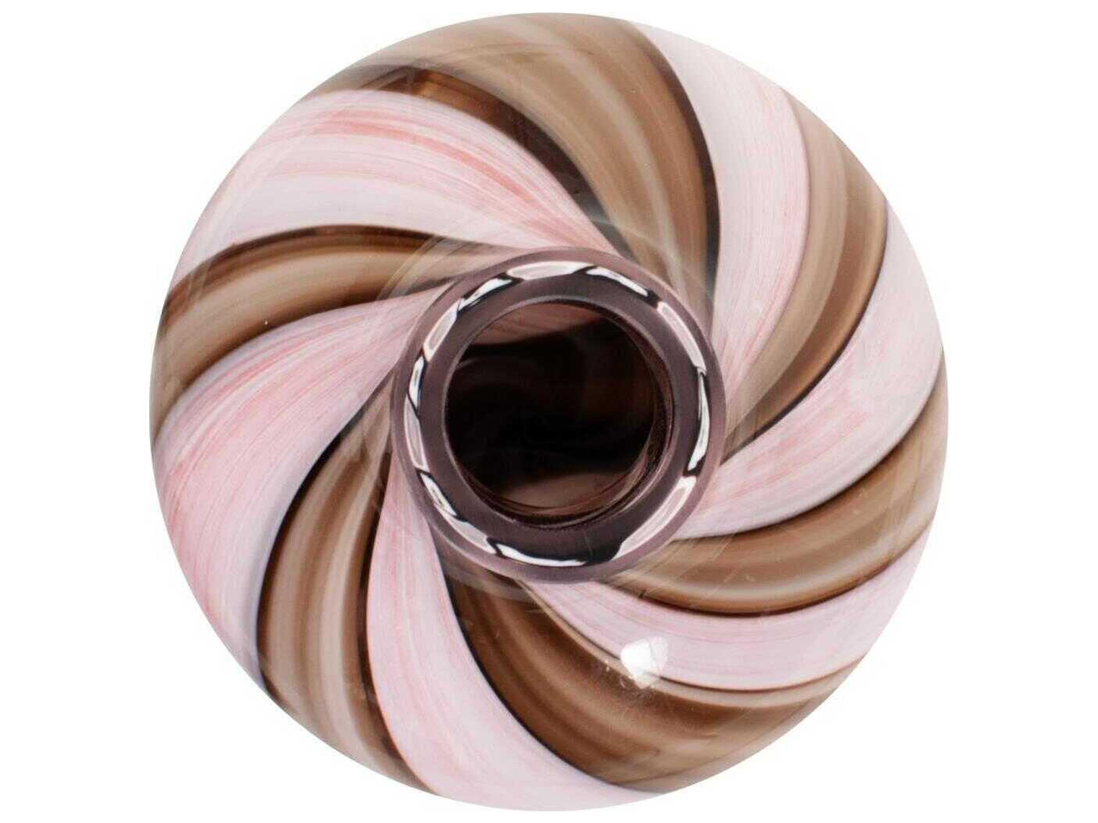 Howard Elliott Pink Brown Neapolitain Glass Vase