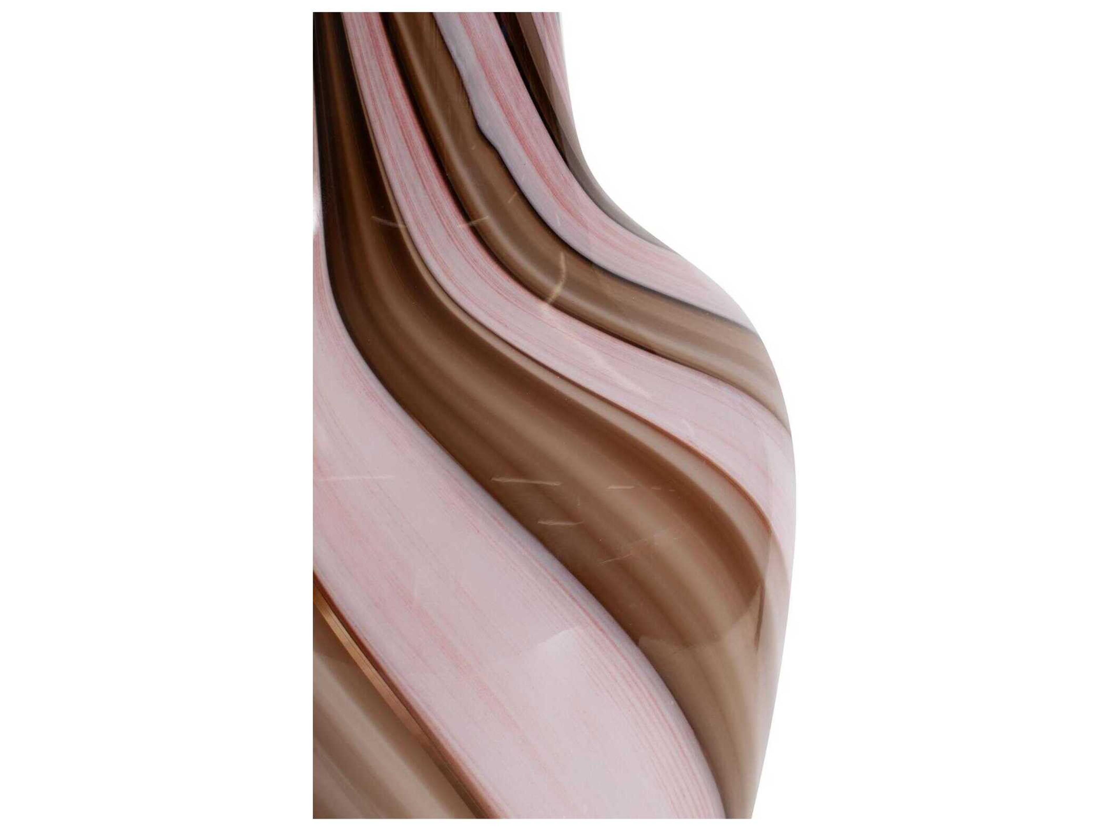 Howard Elliott Pink Brown Neapolitain Glass Vase