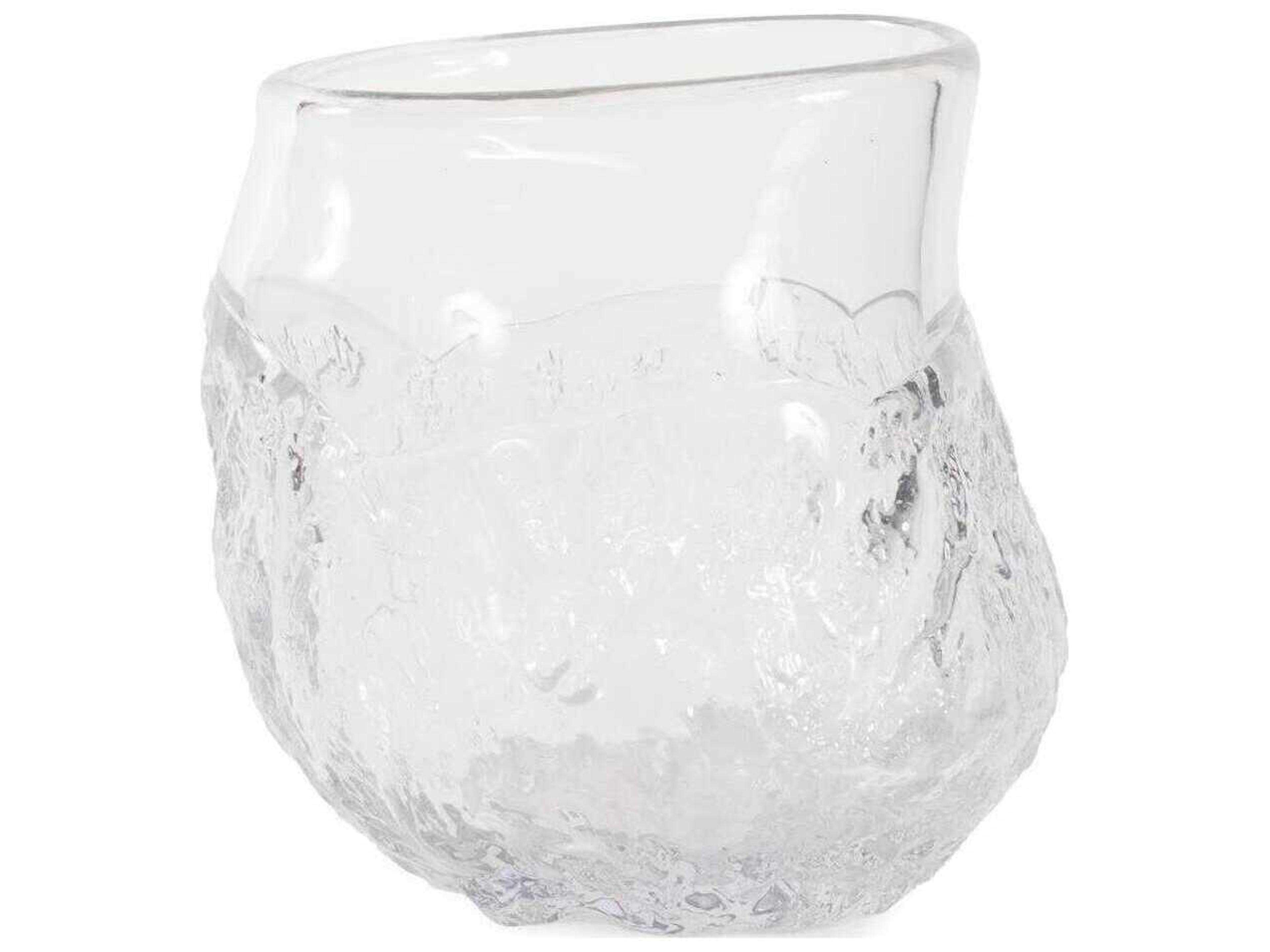 Howard Elliott Portage Ice Clear Abstract Glass Vase