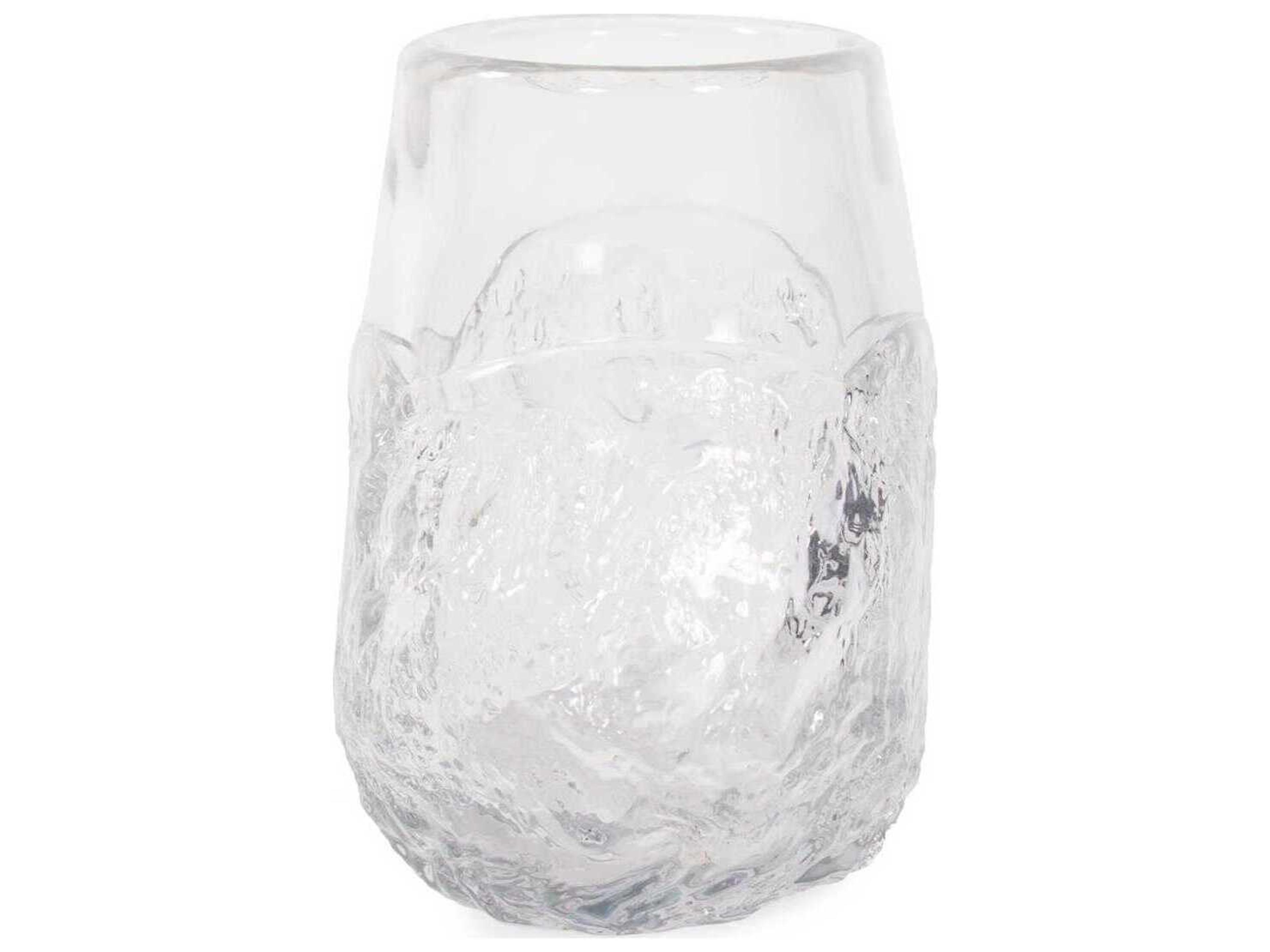 Howard Elliott Portage Ice Clear Abstract Glass Vase