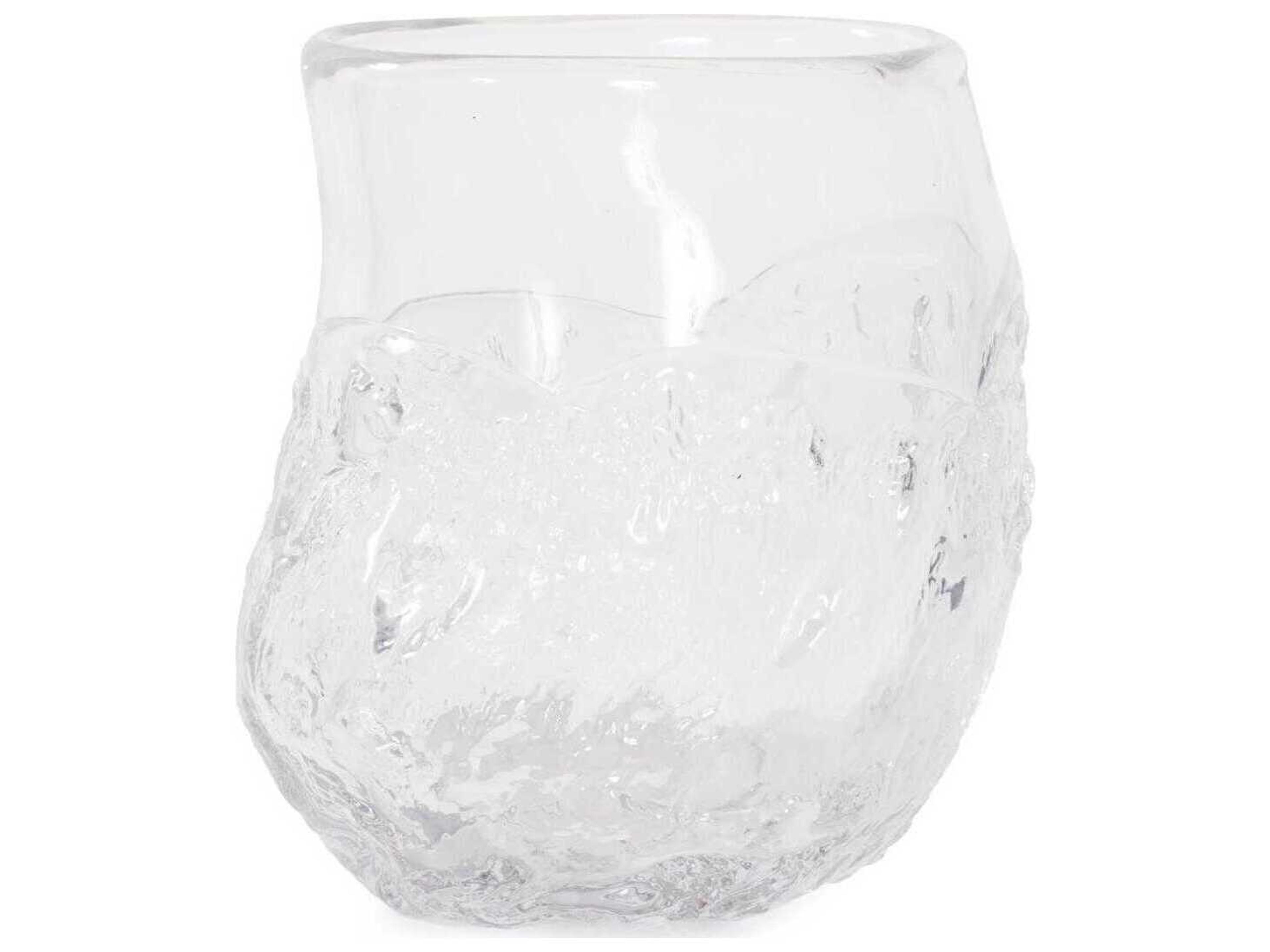Howard Elliott Portage Ice Clear Abstract Glass Vase