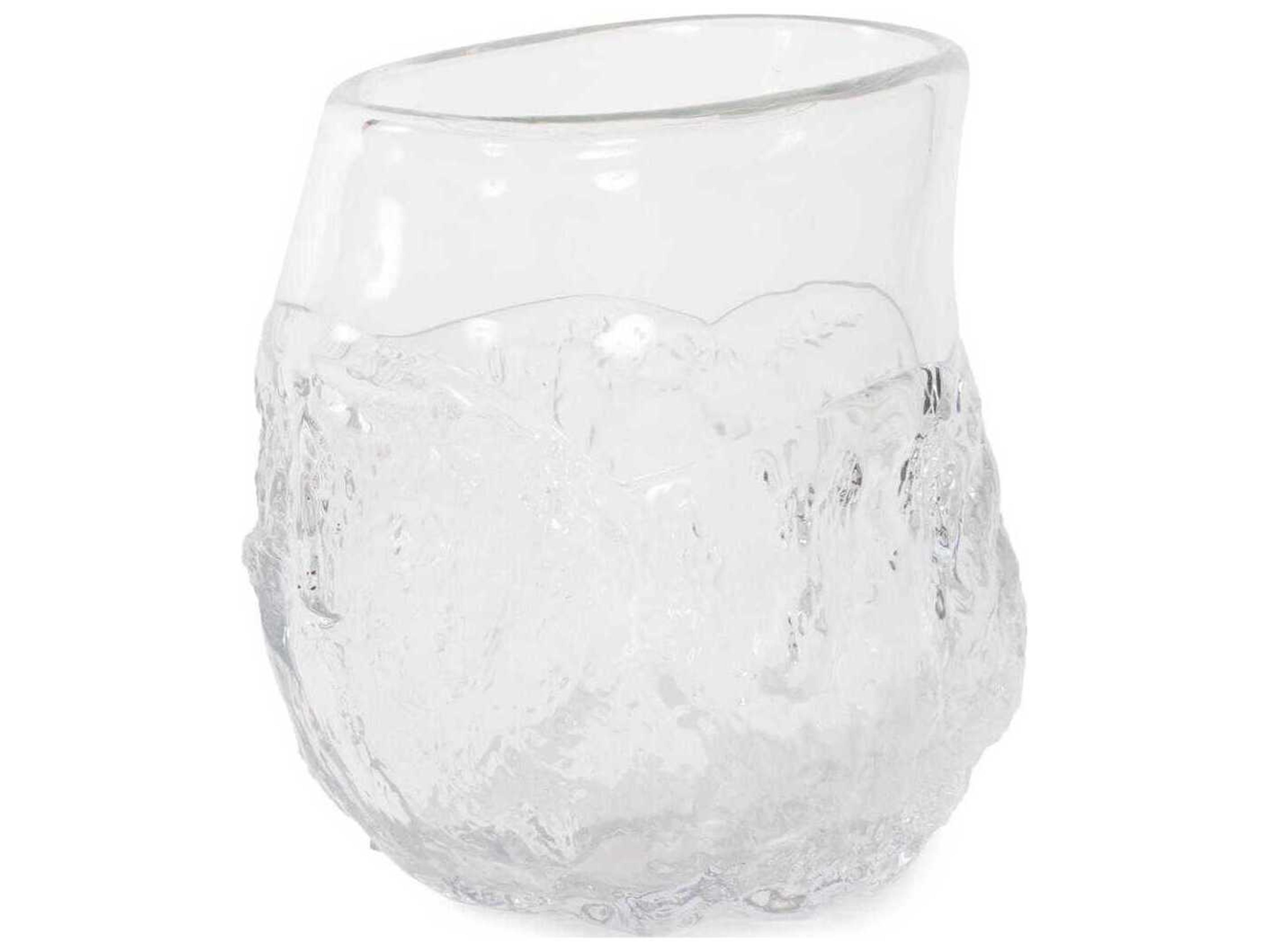 Howard Elliott Portage Ice Clear Abstract Glass Vase