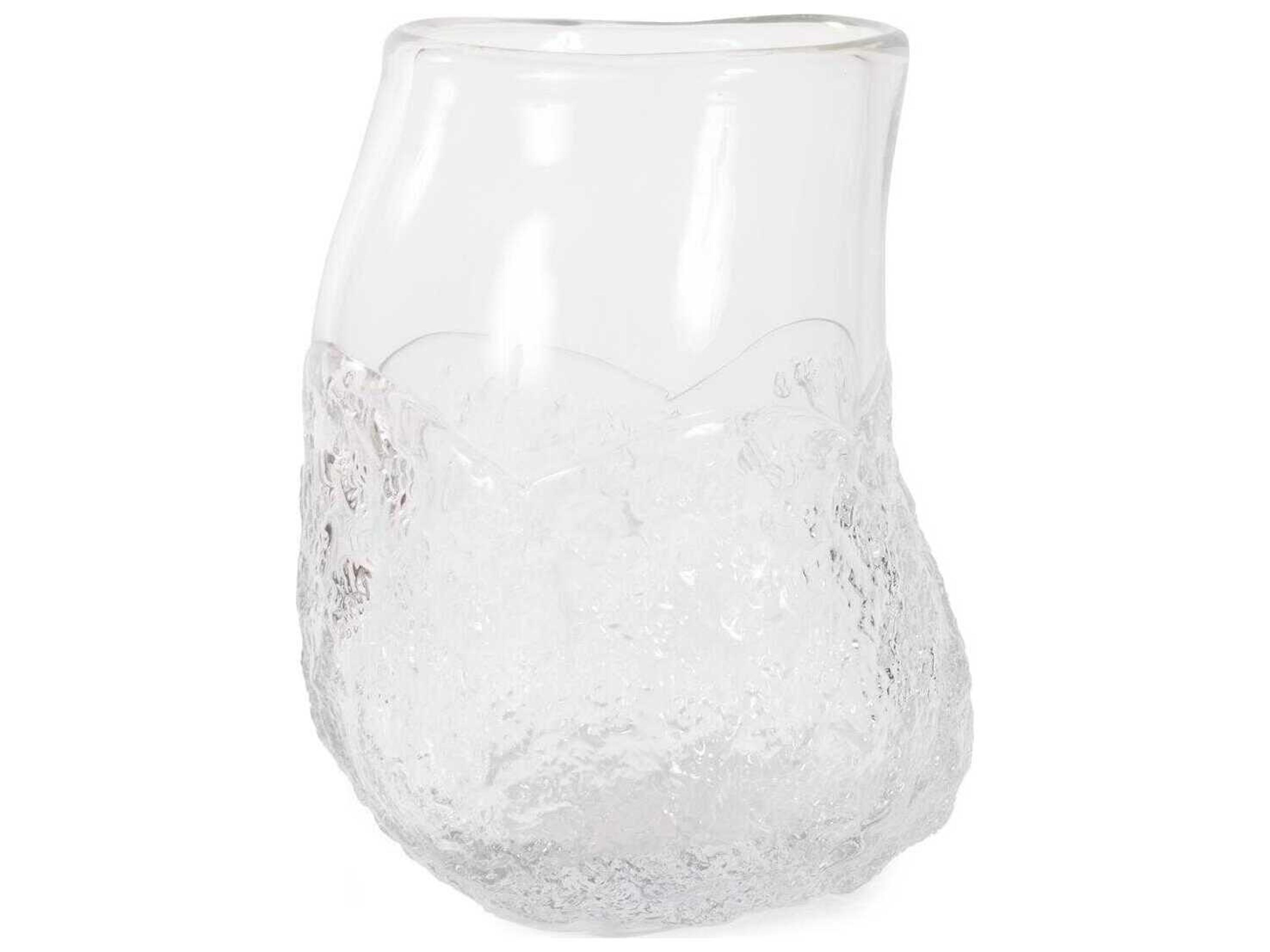 Howard Elliott Portage Ice Clear Abstract Glass Vase