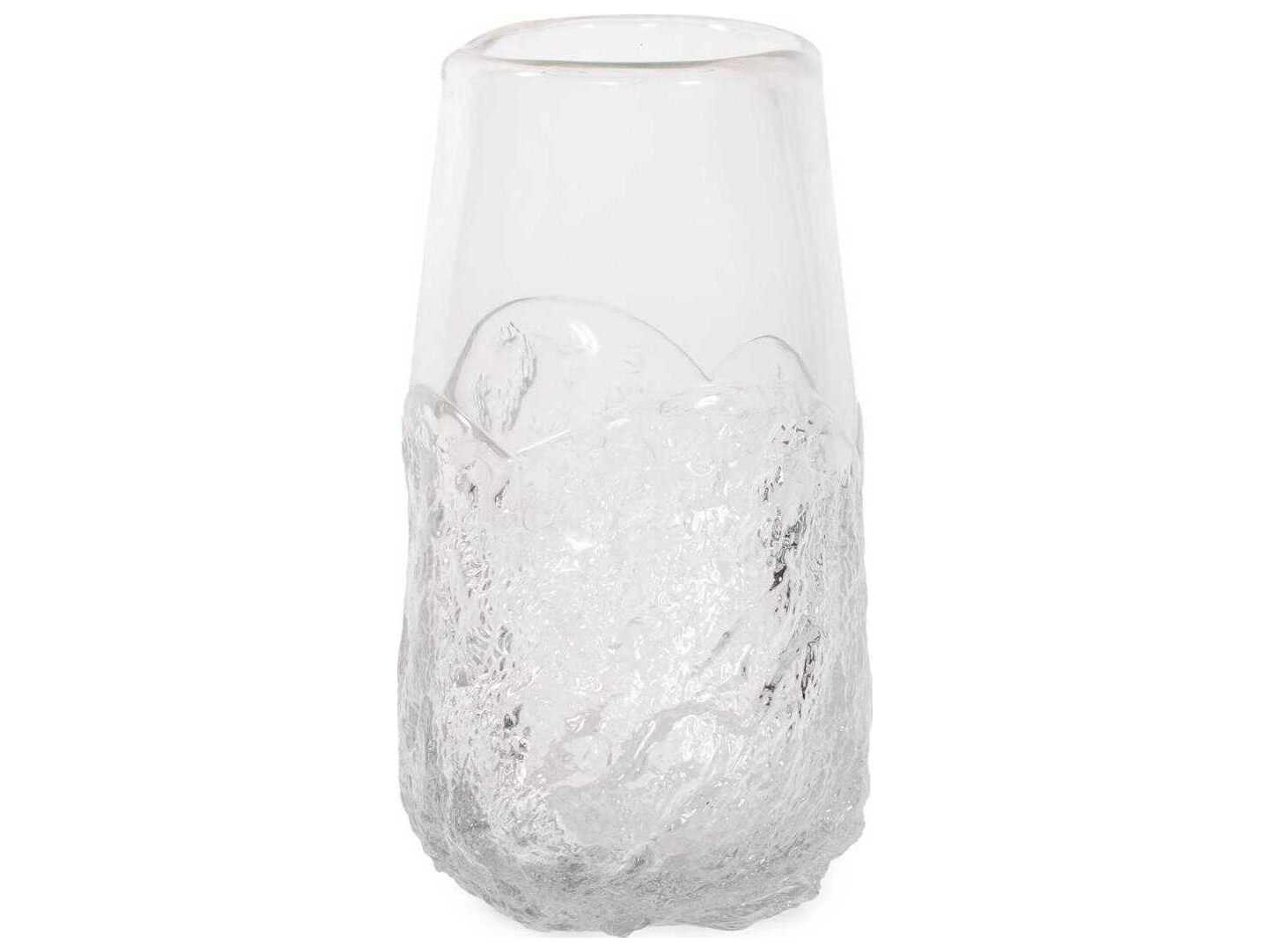 Howard Elliott Portage Ice Clear Abstract Glass Vase