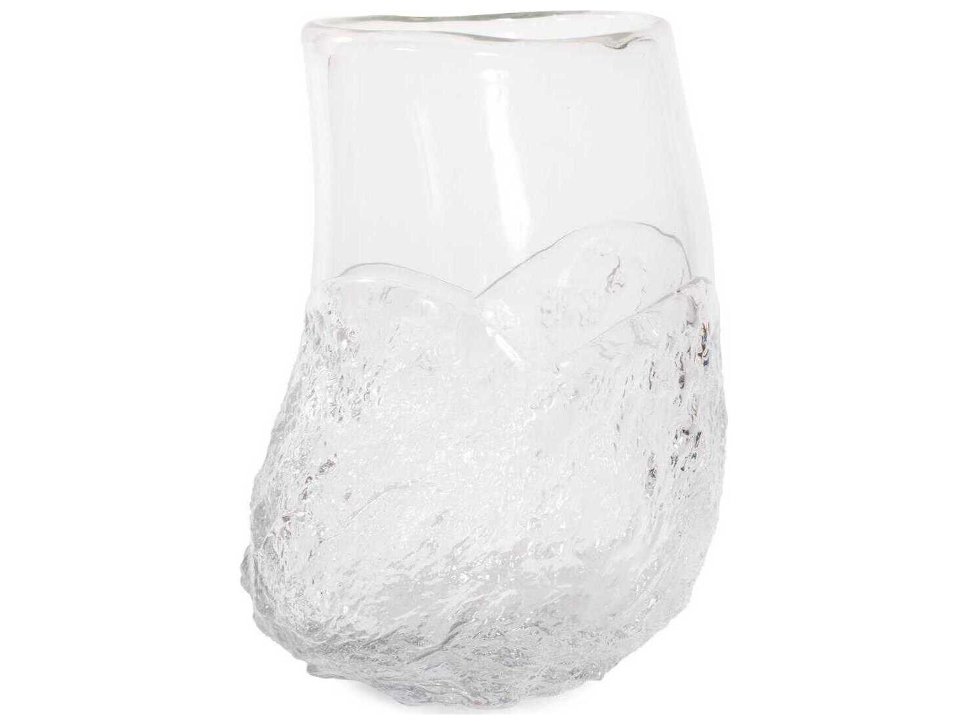 Howard Elliott Portage Ice Clear Abstract Glass Vase