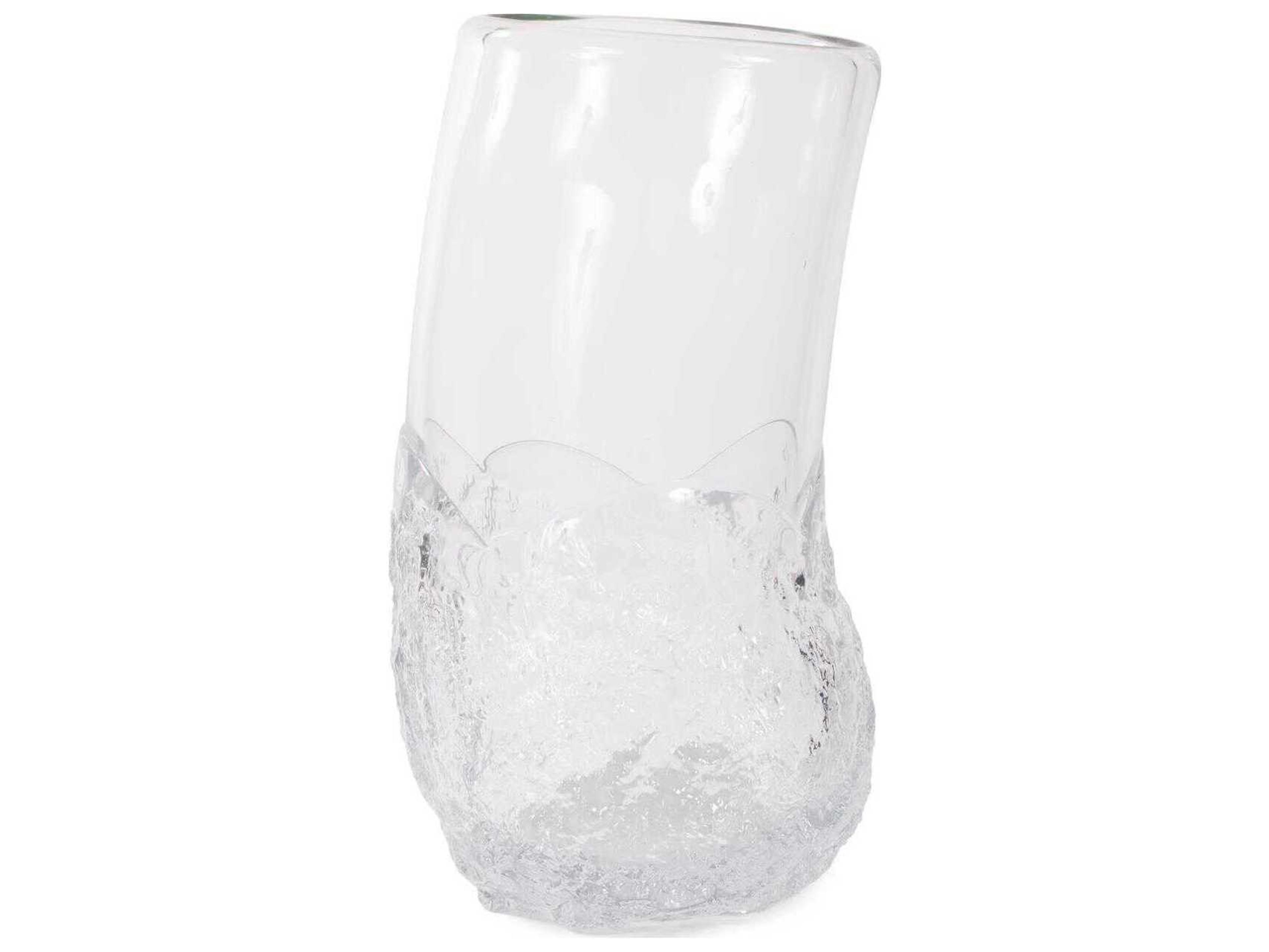 Howard Elliott Portage Ice Clear Abstract Glass Vase