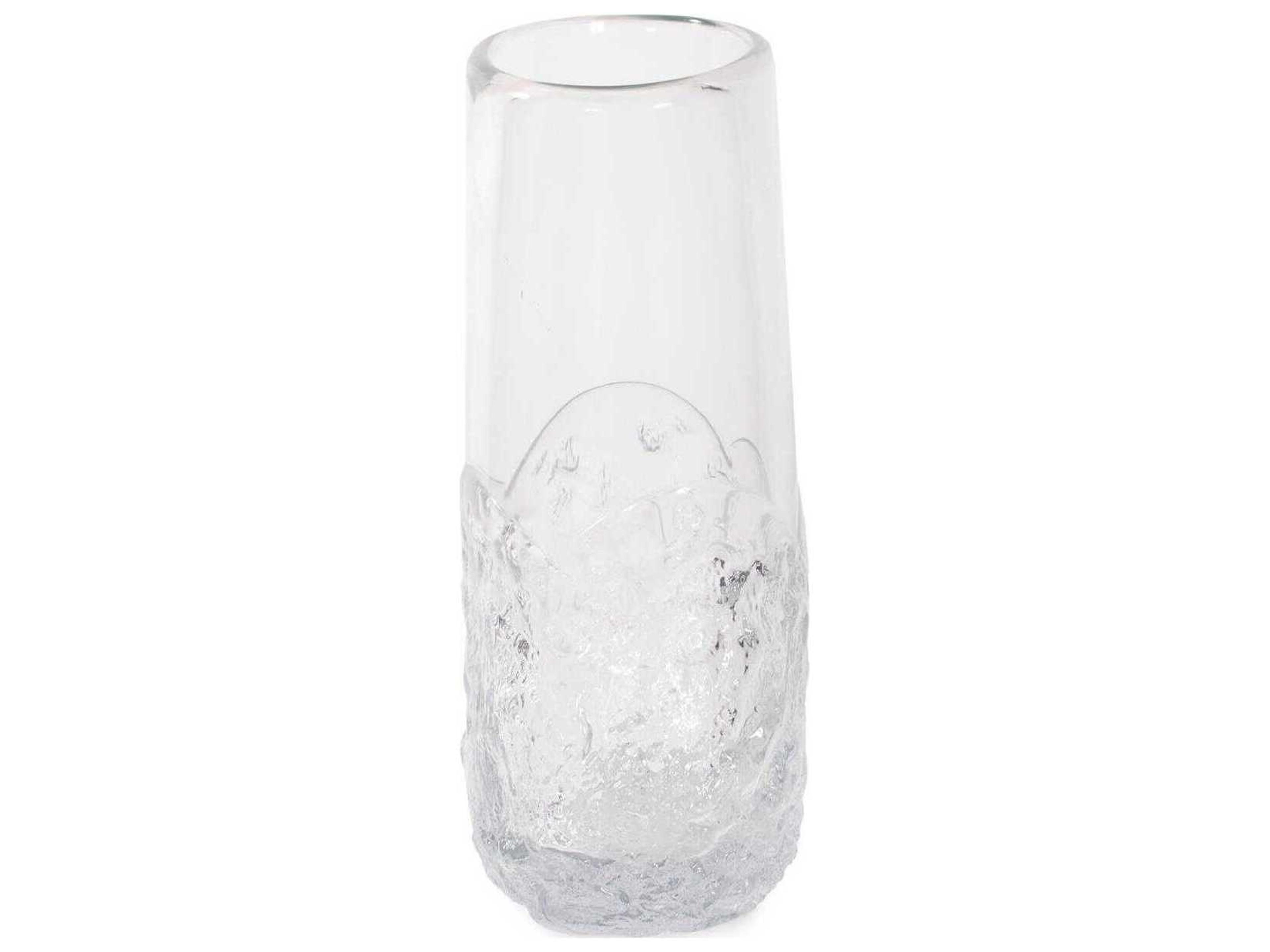 Howard Elliott Portage Ice Clear Abstract Glass Vase