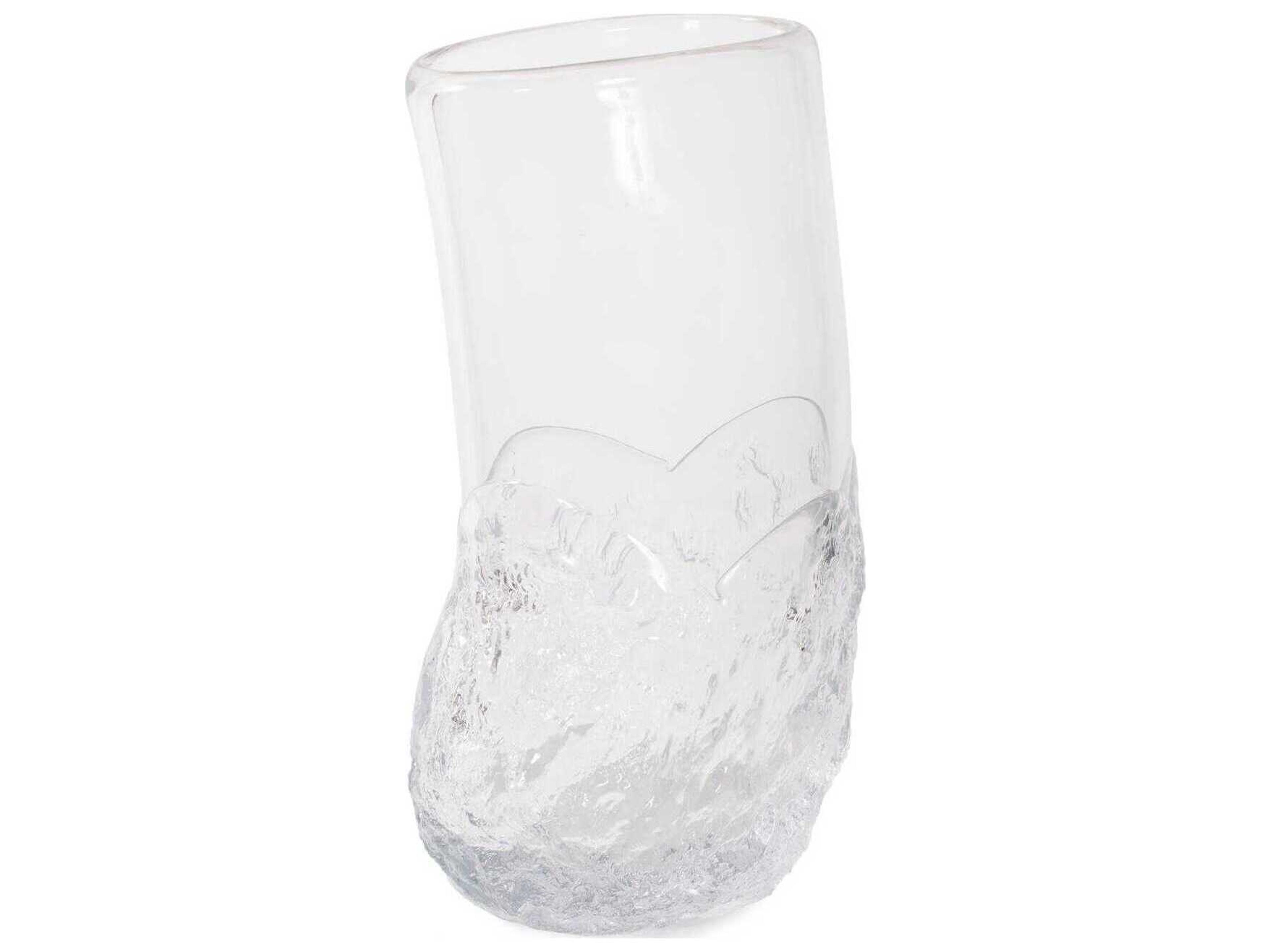 Howard Elliott Portage Ice Clear Abstract Glass Vase