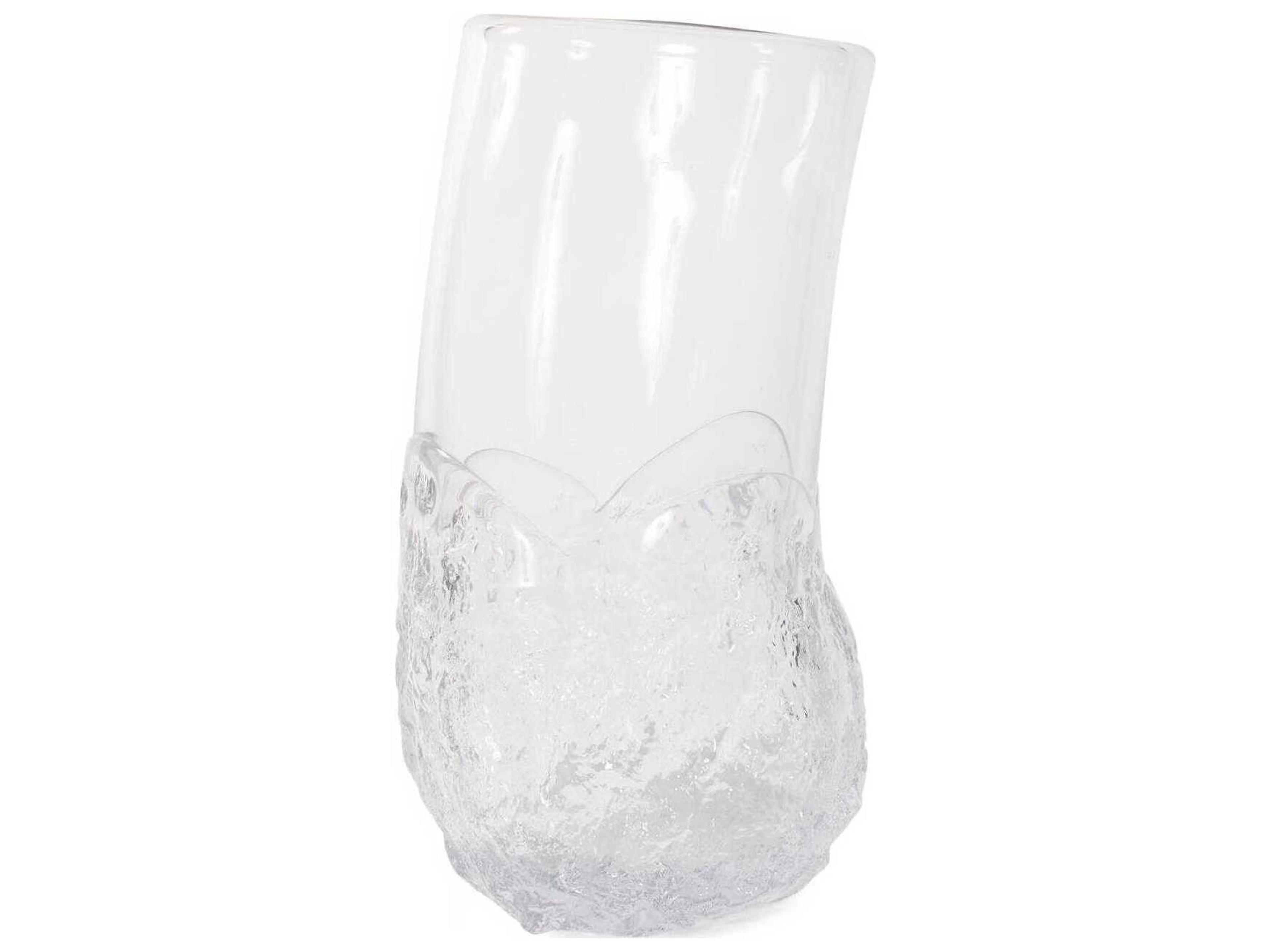 Howard Elliott Portage Ice Clear Abstract Glass Vase