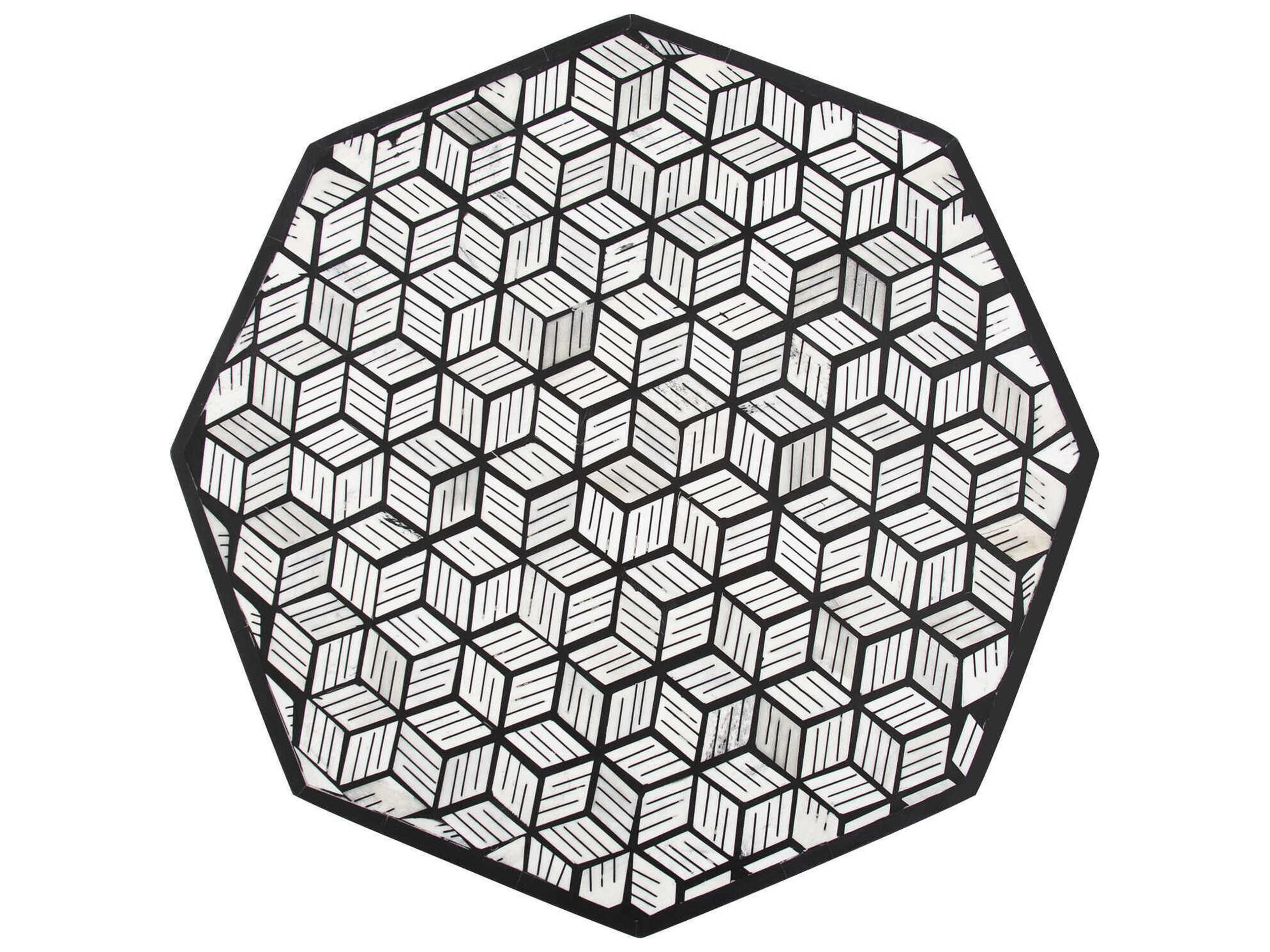 Howard Elliott Avanti Octagon Wood Black White End Table