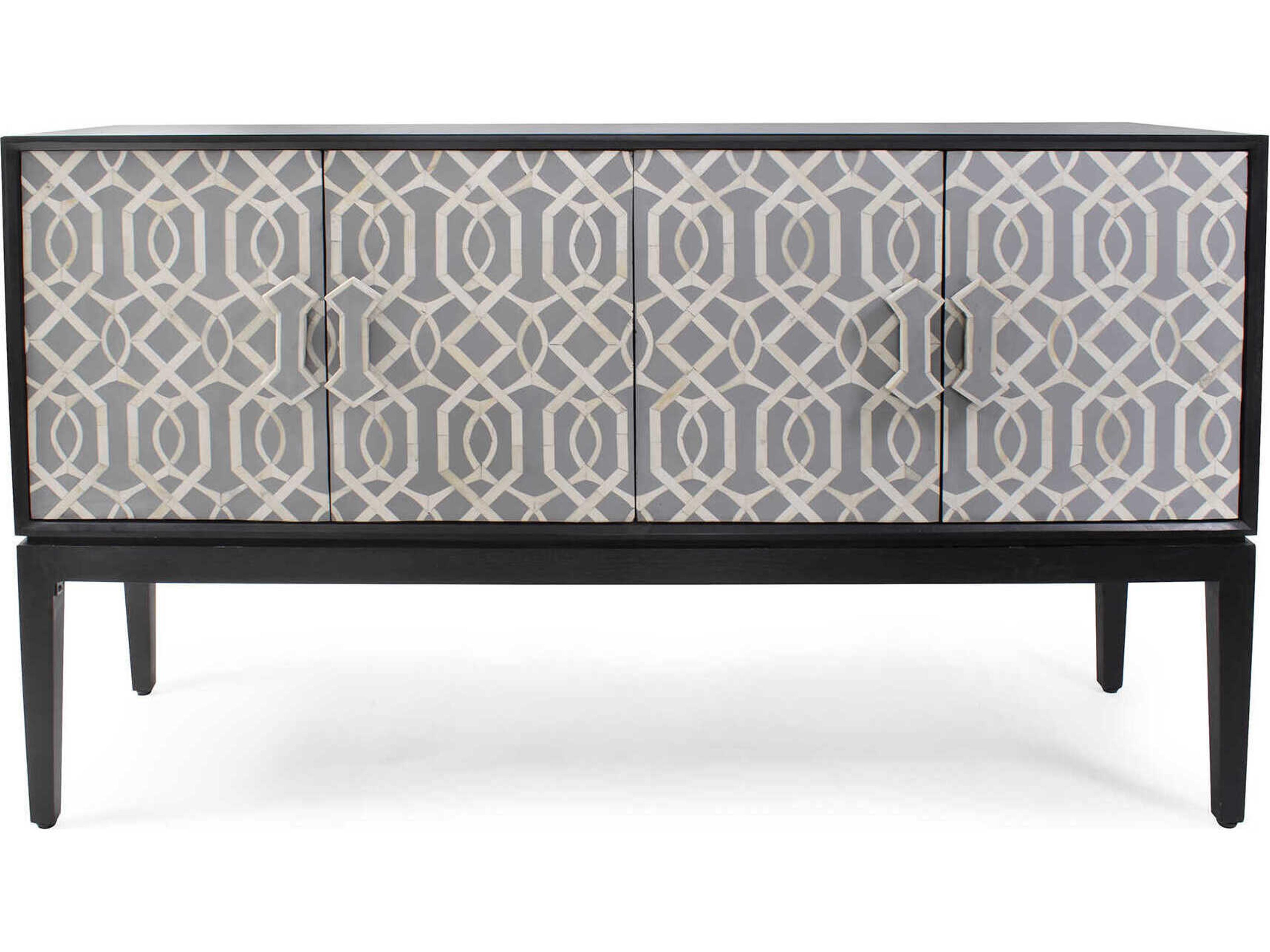 Howard Elliott Shearer 60" Black Gray White Sideboard