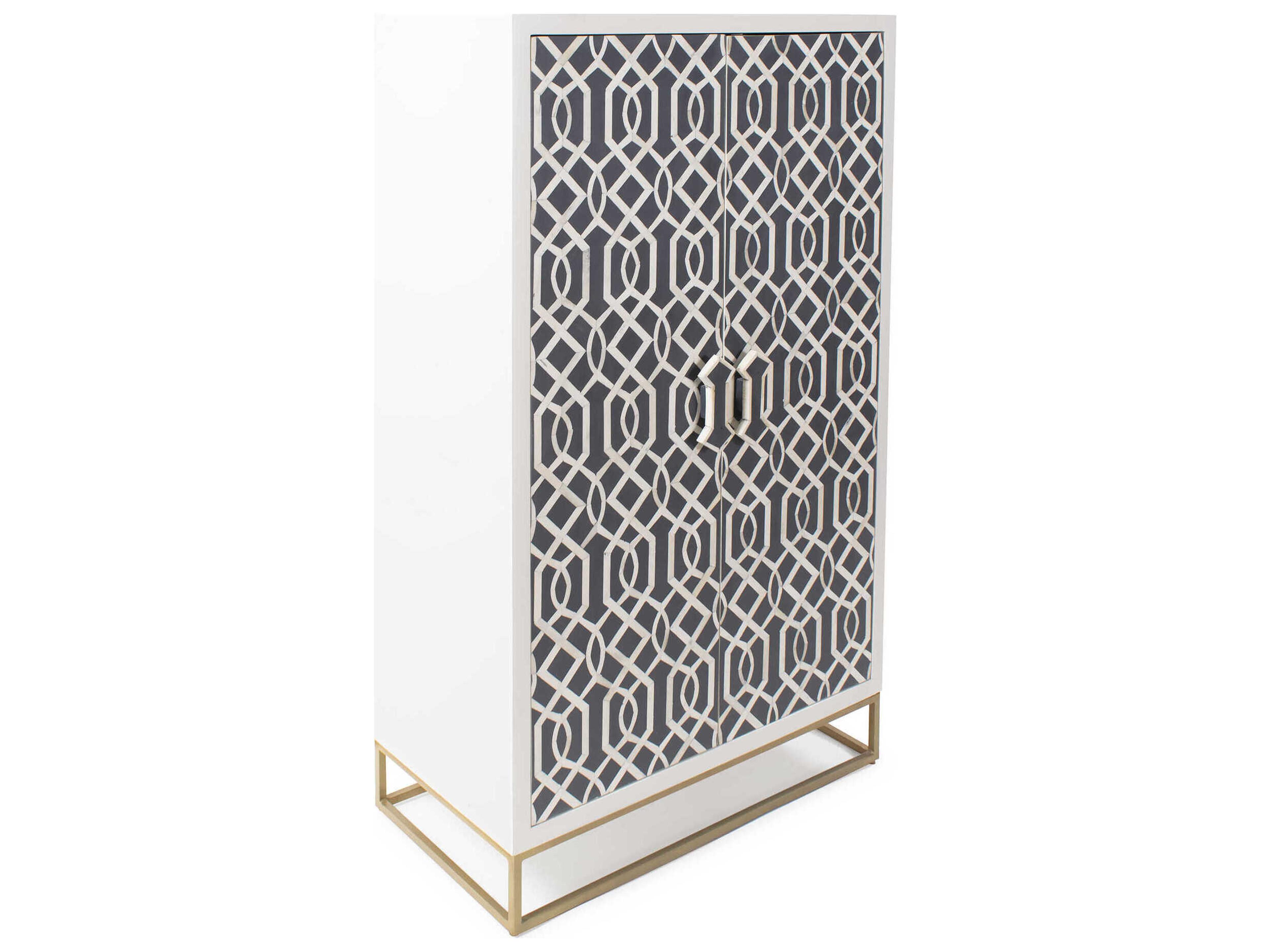 Howard Elliott Arrouge White Gray Gold Accent Chest