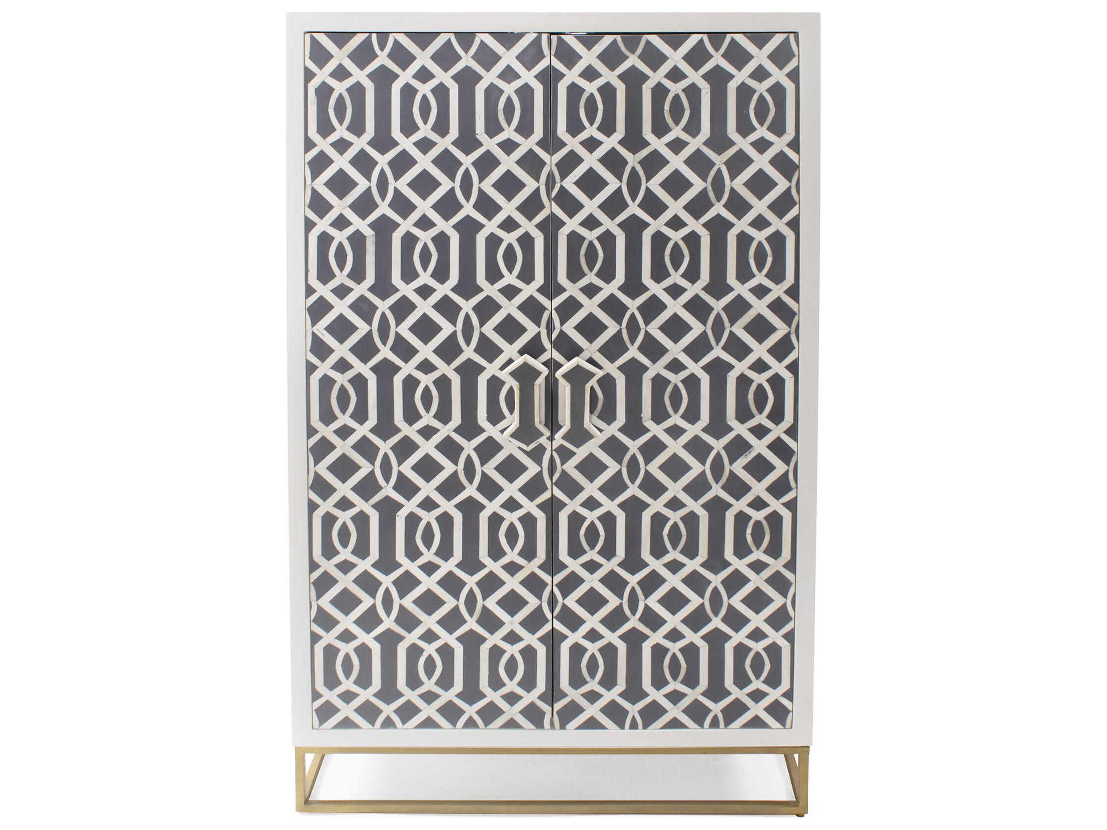 Howard Elliott Arrouge White Gray Gold Accent Chest