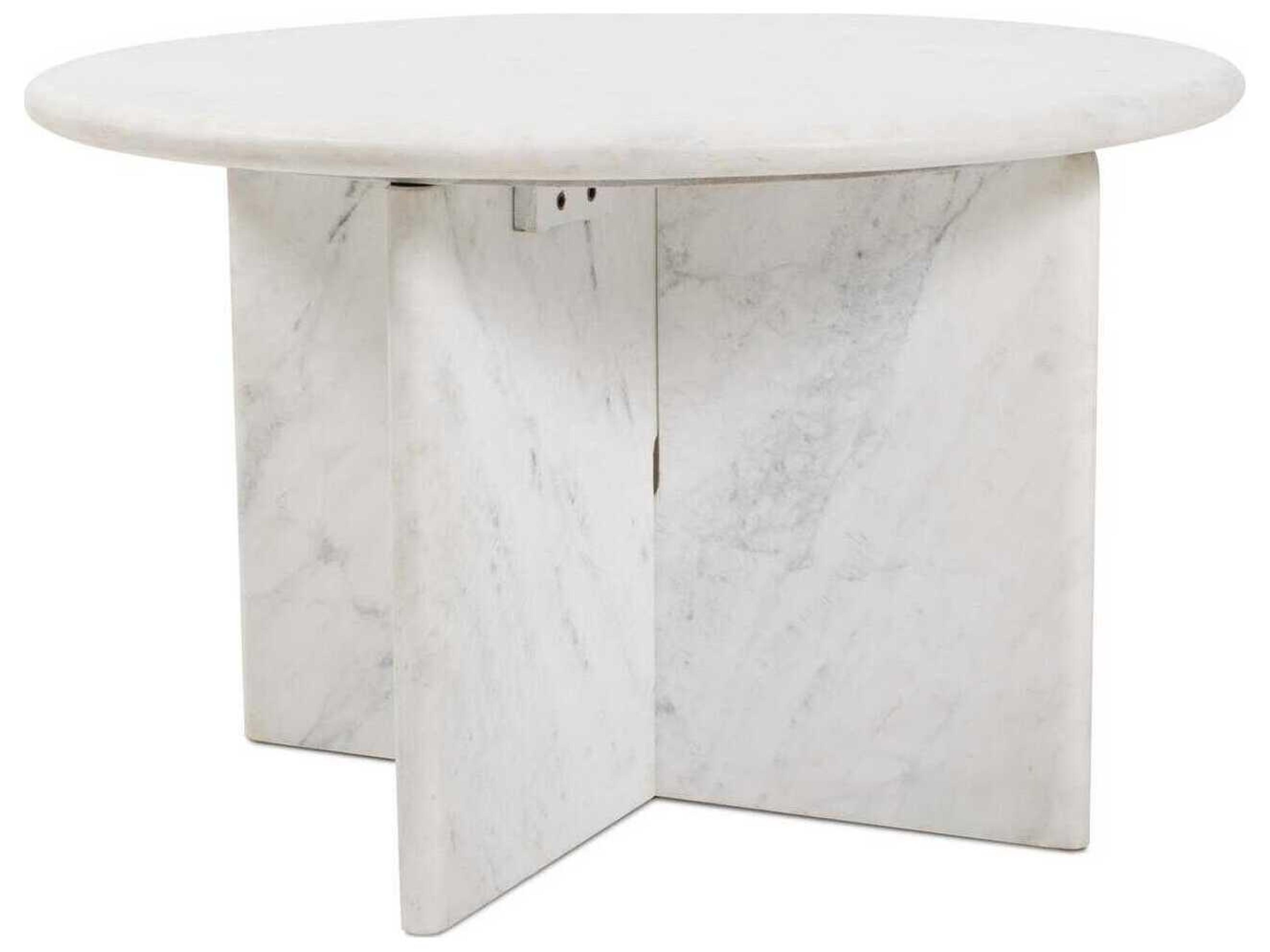 Amara Round Marbled White Coffee Table
