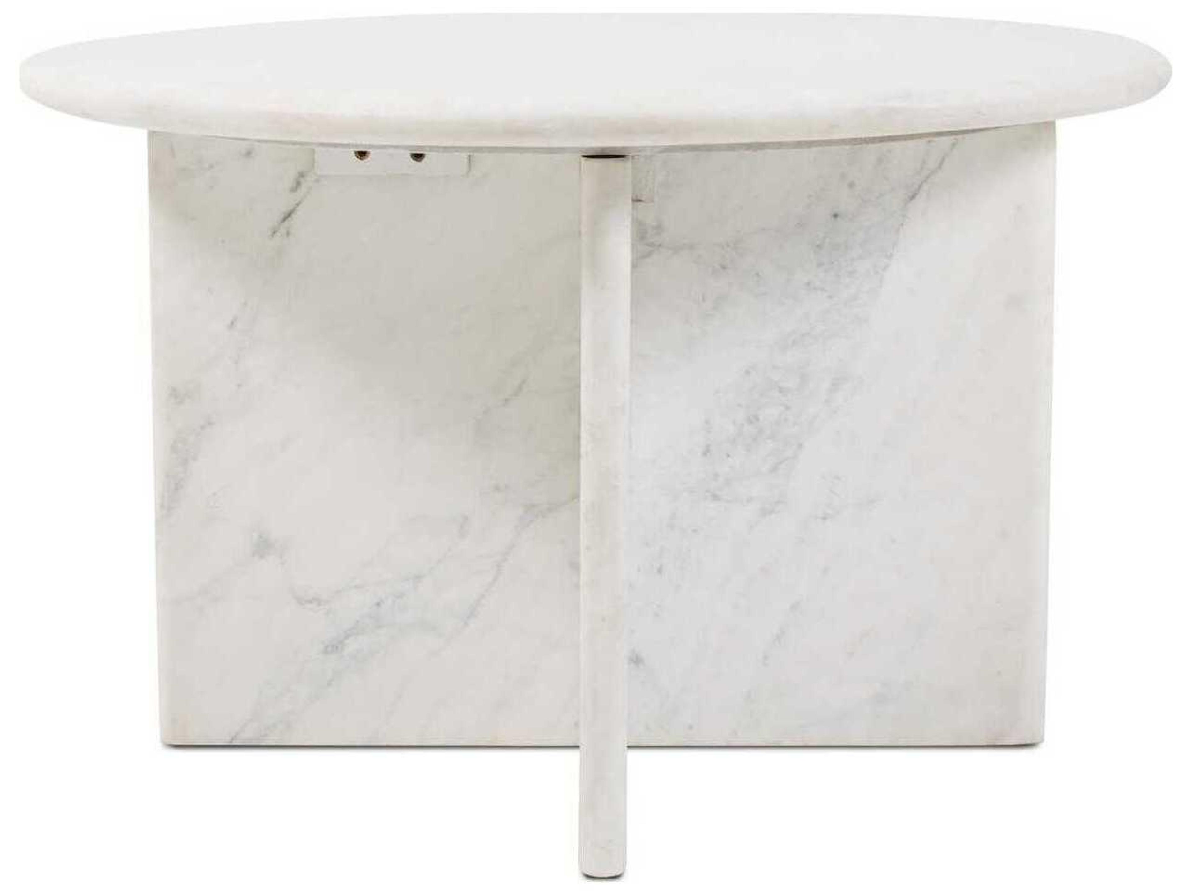 Howard Elliott Amara Round Marbled White Coffee Table