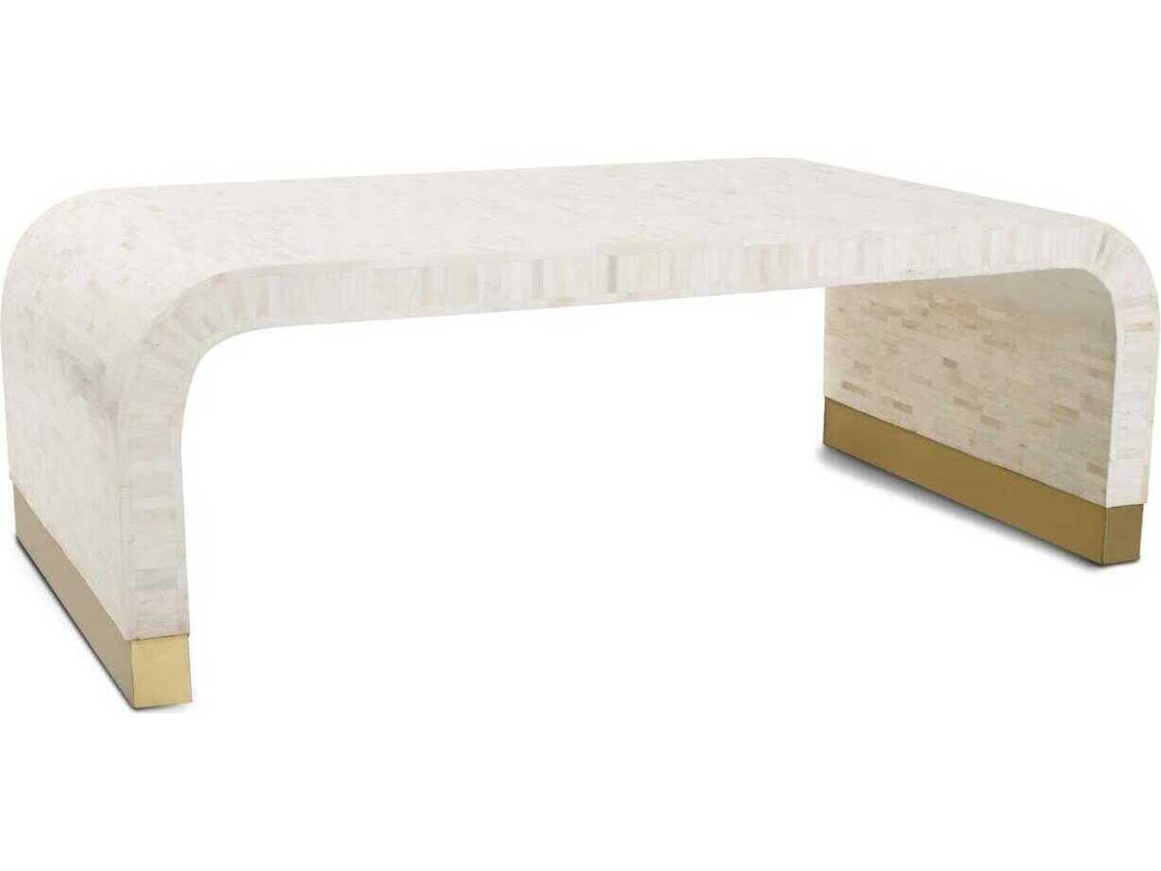 Michelina Rectangular Marble Textured White Coffee Table