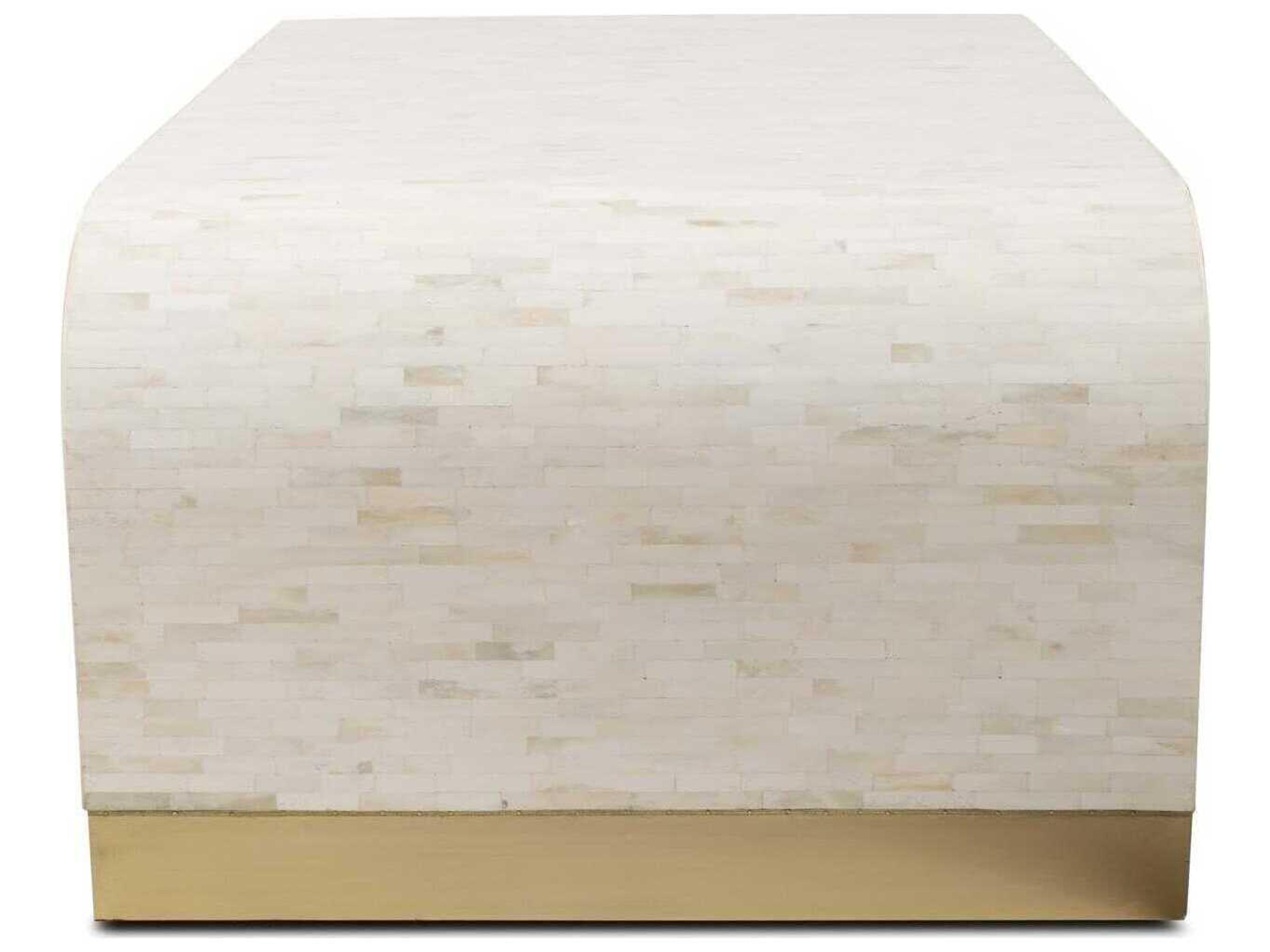 Howard Elliott Michelina Rectangular Marble Textured White Coffee Table
