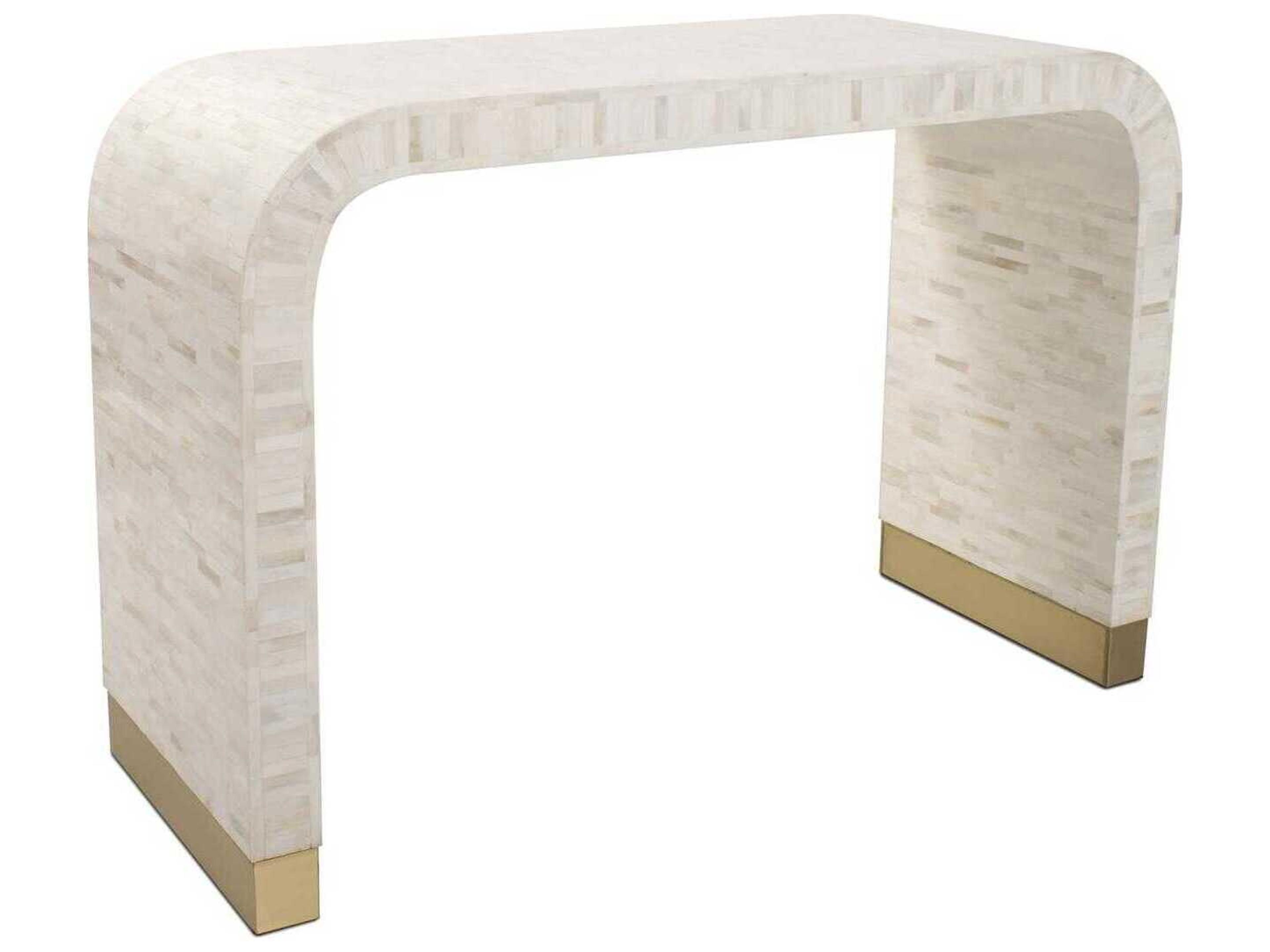 Michelina Rectangular Marble Textured White Console Table