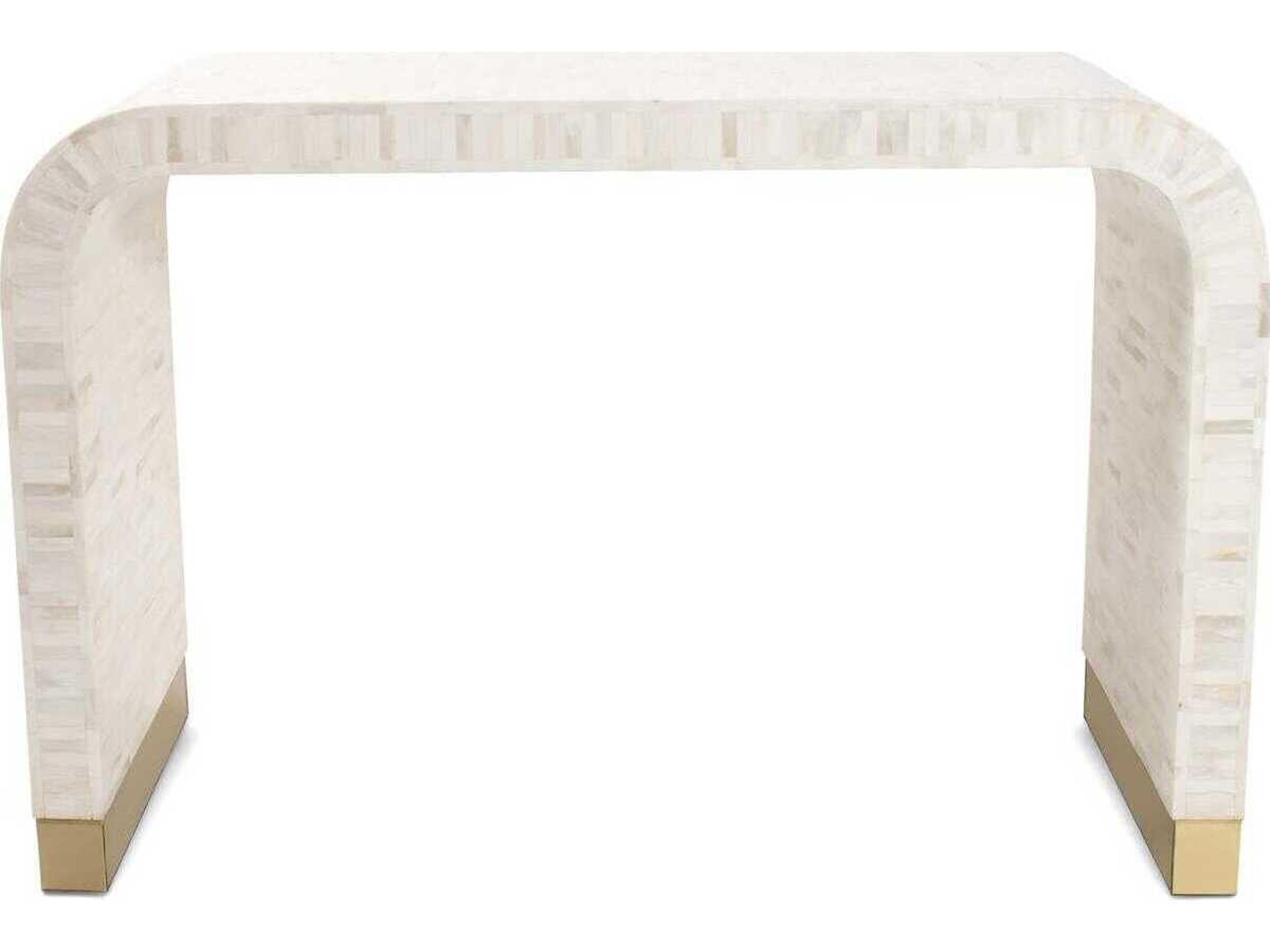 Howard Elliott Michelina Rectangular Marble Textured White Console Table