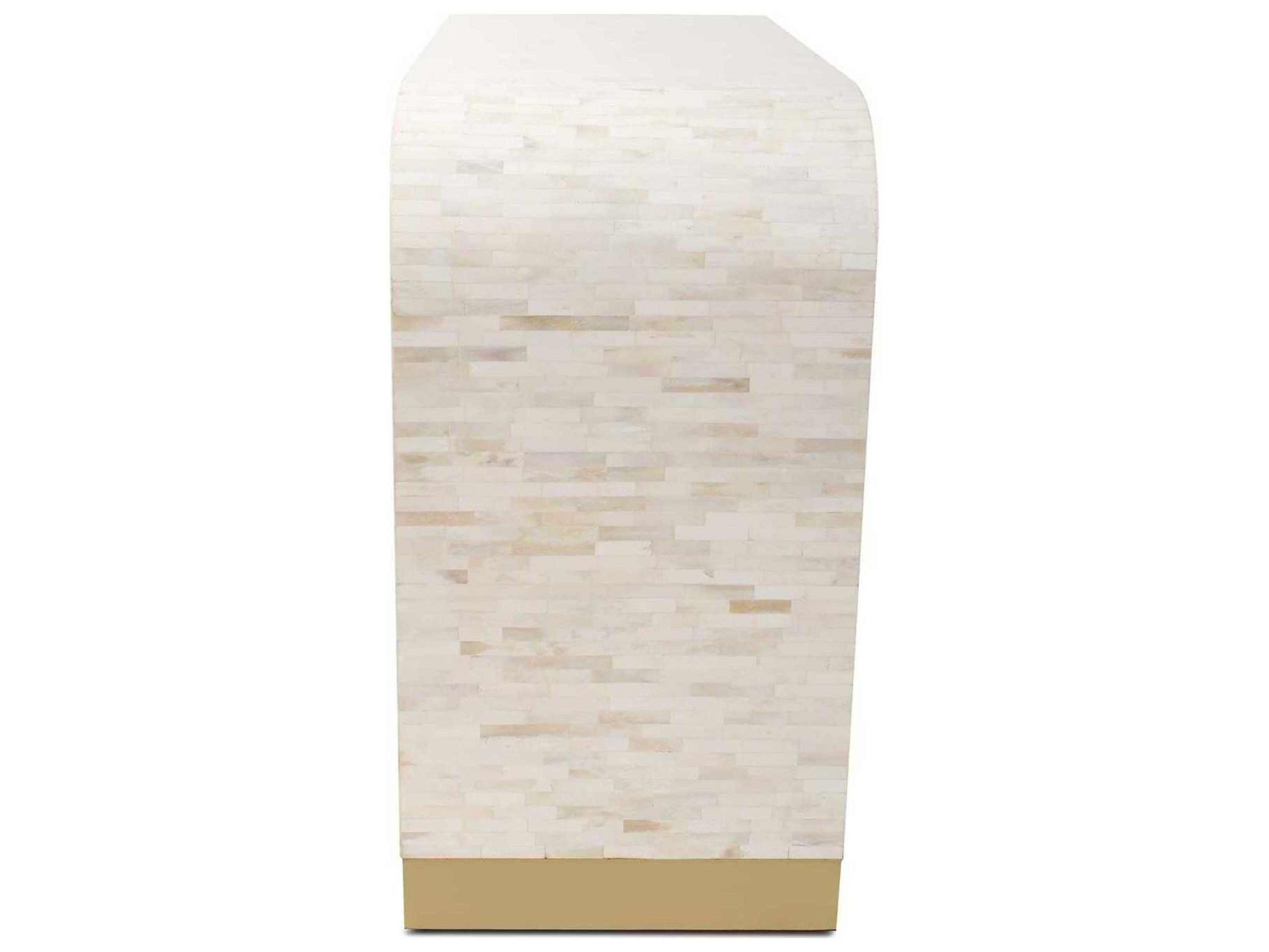 Howard Elliott Michelina Rectangular Marble Textured White Console Table