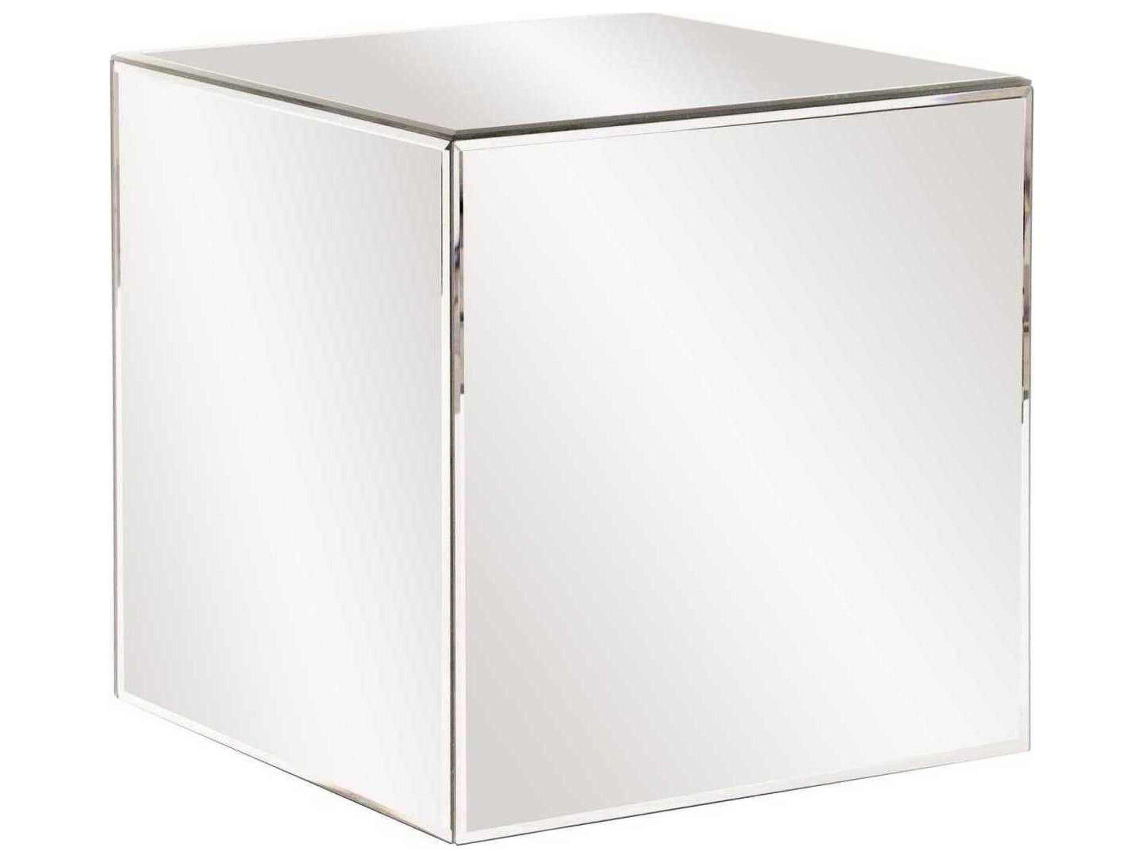 Mirrored Square Glass Silver End Table