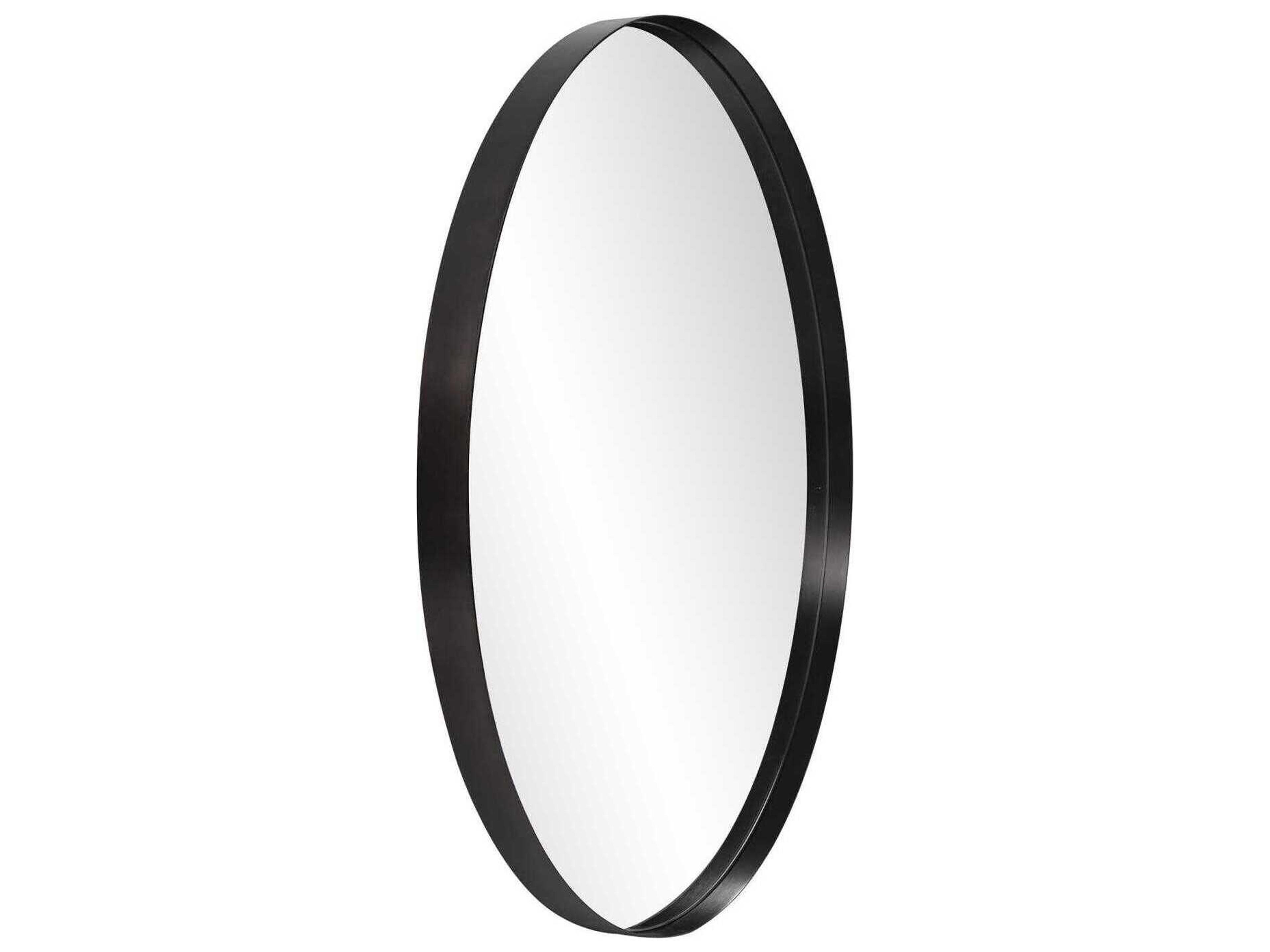 Howard Elliott Steele Brushed Black Round Wall Mirror