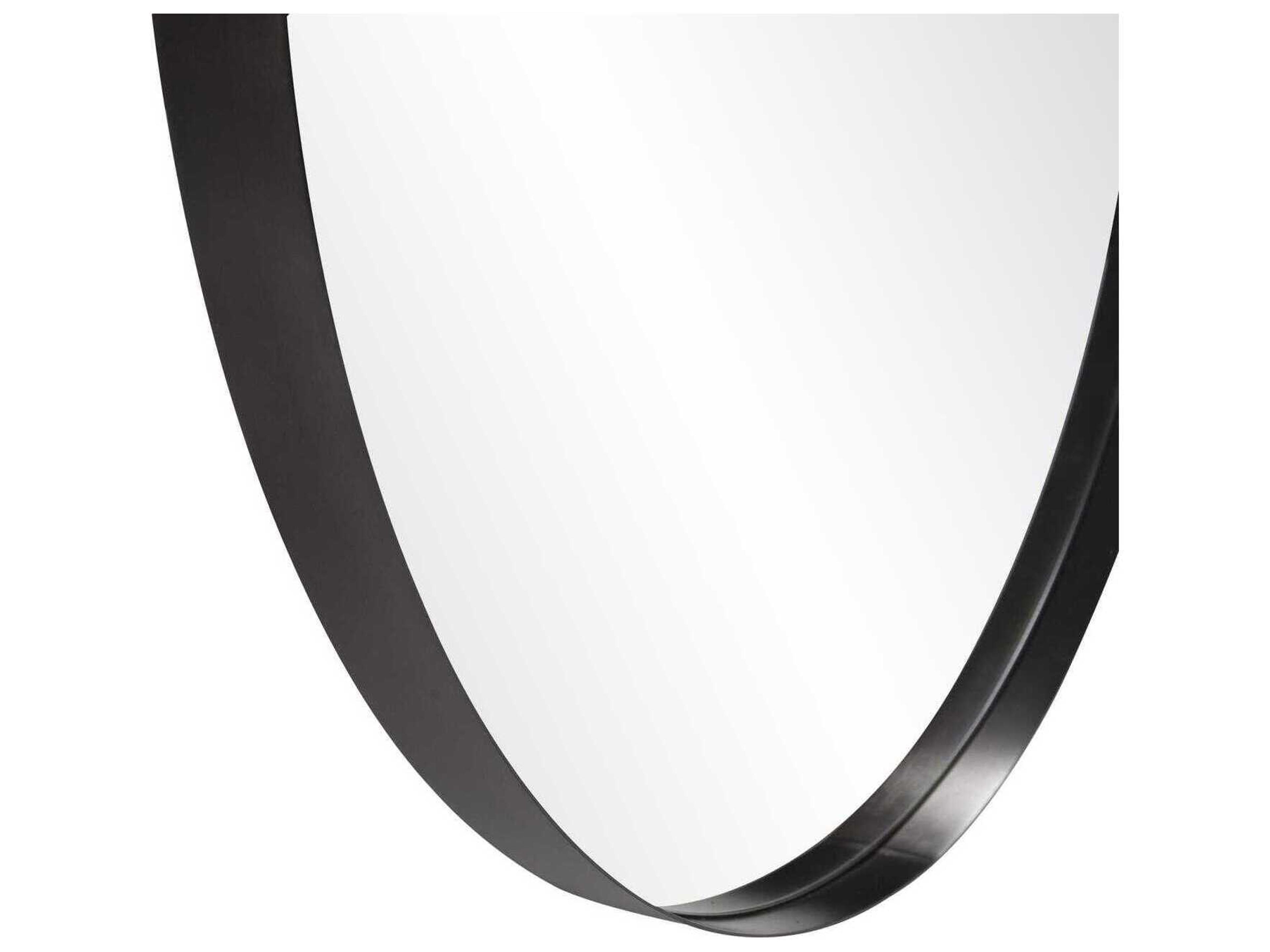 Howard Elliott Steele Brushed Black Round Wall Mirror