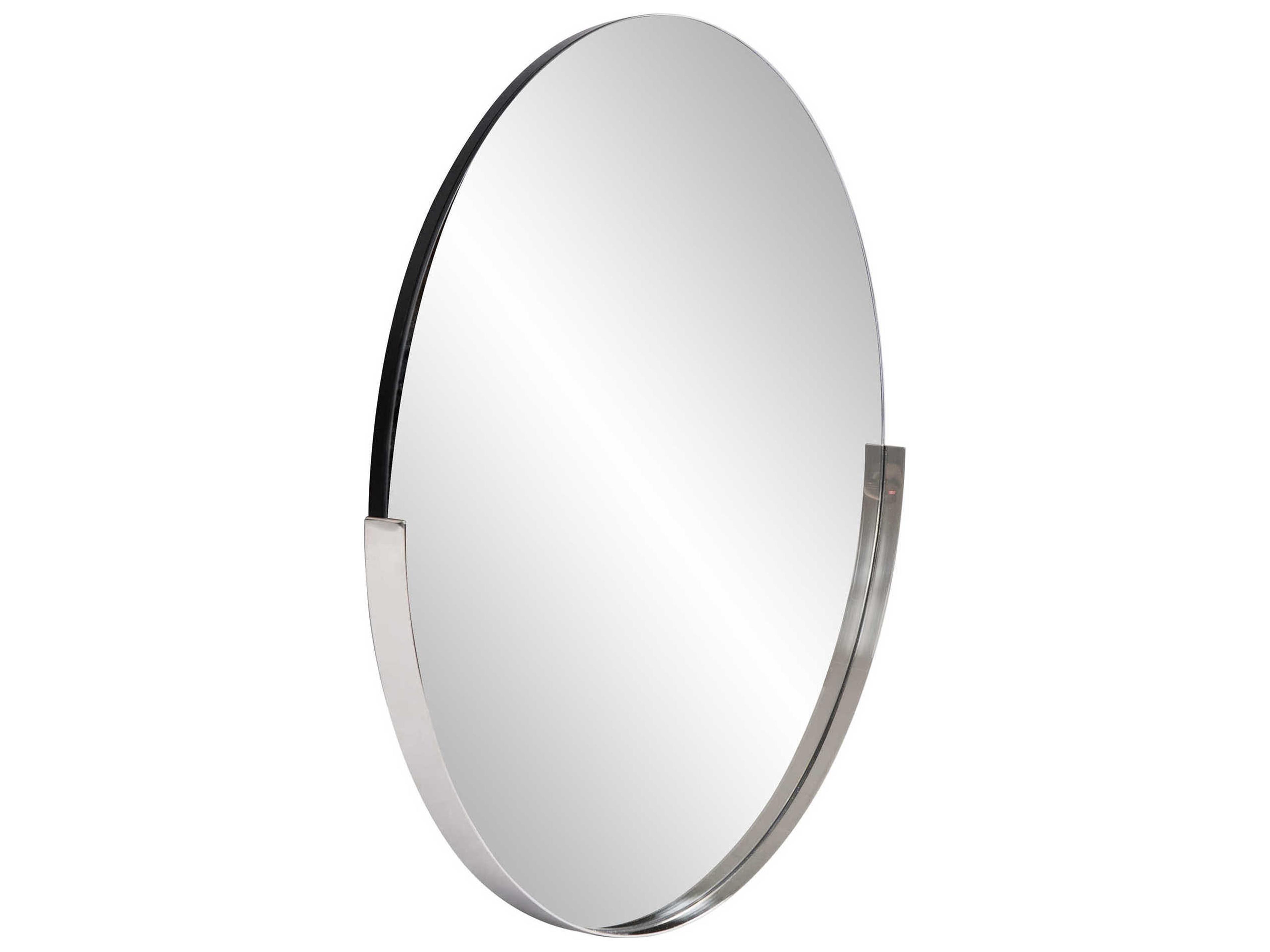 Dante Polished Silver Round Wall Mirror