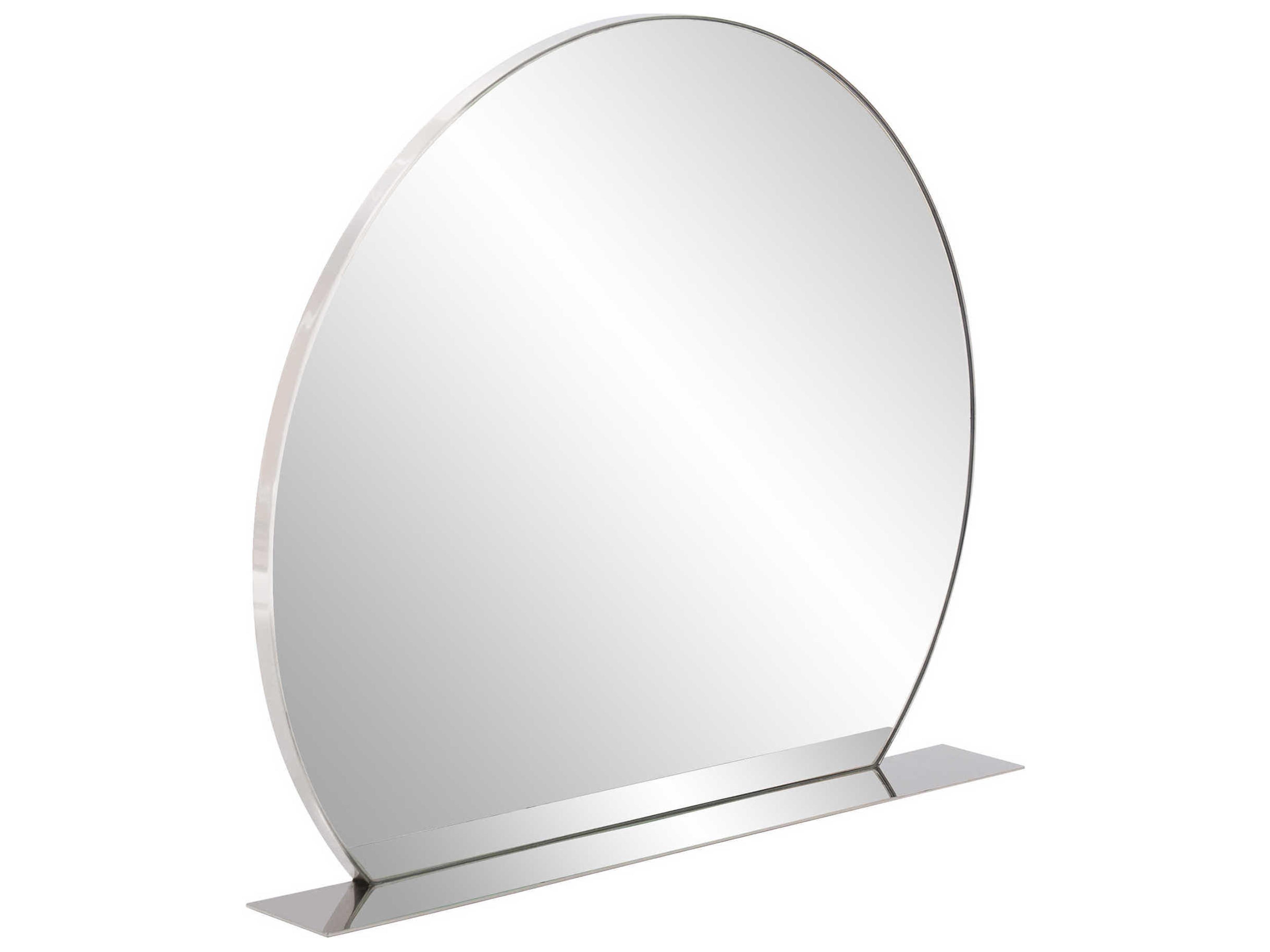 Howard Elliott Marion Polished Stainless Steel Wall Mirror with Shelf